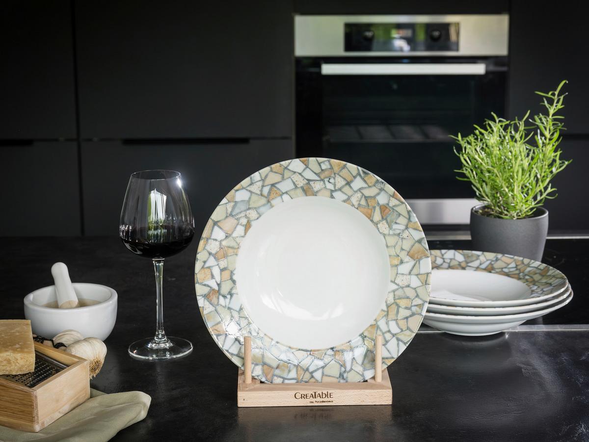 Set Krožnikov Za Testenine Stone Siena, 4-Delni - bela/bež, Basics, keramika (27cm) - Creatable