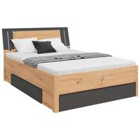 Pat cu spațiu de depozitare SATURN 140 - grafit/stejar Artisan, Konventionell, material pe bază de lemn (140/200cm)