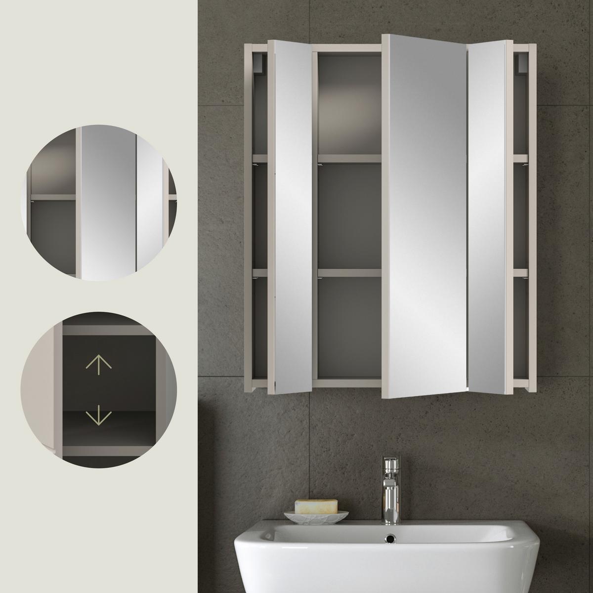 Spiegelschrank Ice Kaschmir - Trend, Glas/Holzwerkstoff (60/70/18cm) - MID.YOU