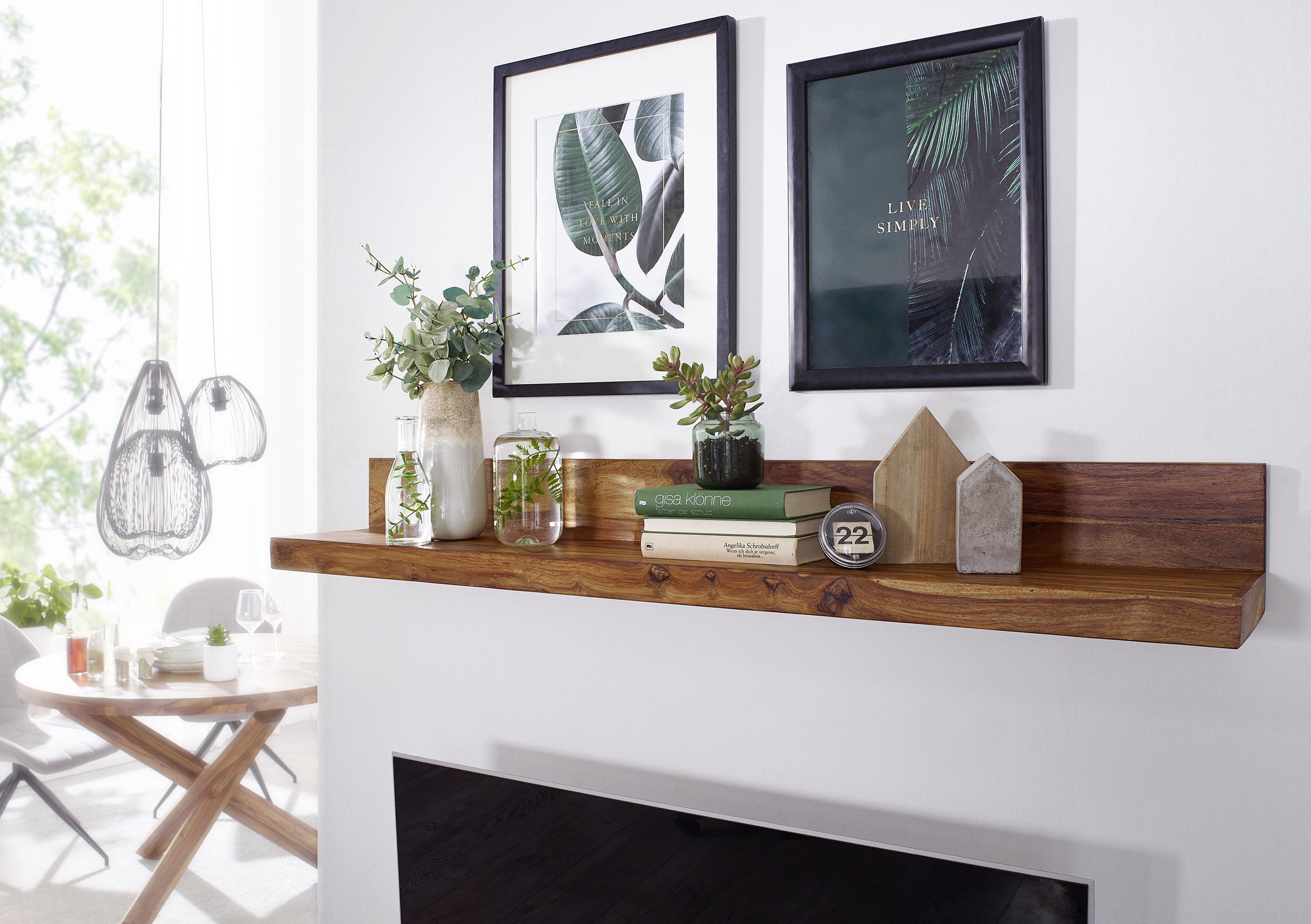 Wandregal "WL1.576" , aus Sheesham - Sheeshamfarben, MODERN, Holz (110/17/24cm) - MID.YOU