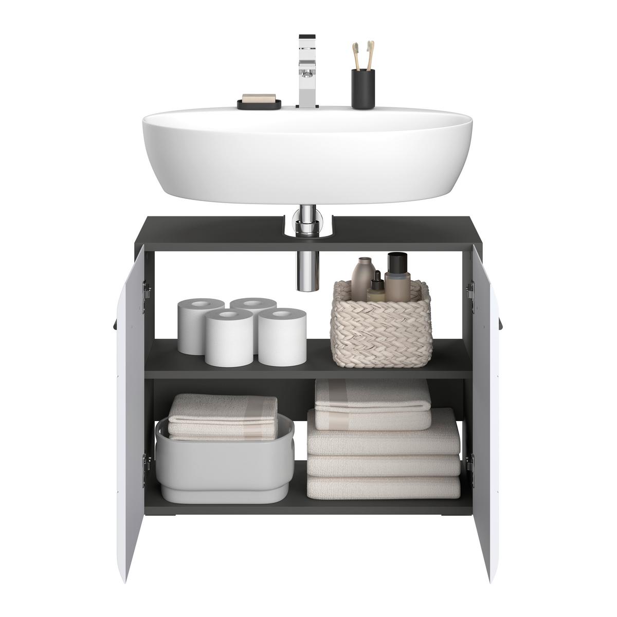 Element Ispod Umivaonika Pearl New - bijela/antracit, Konvencionalno, drvni materijal/plastika (70/55,5/29,6cm)