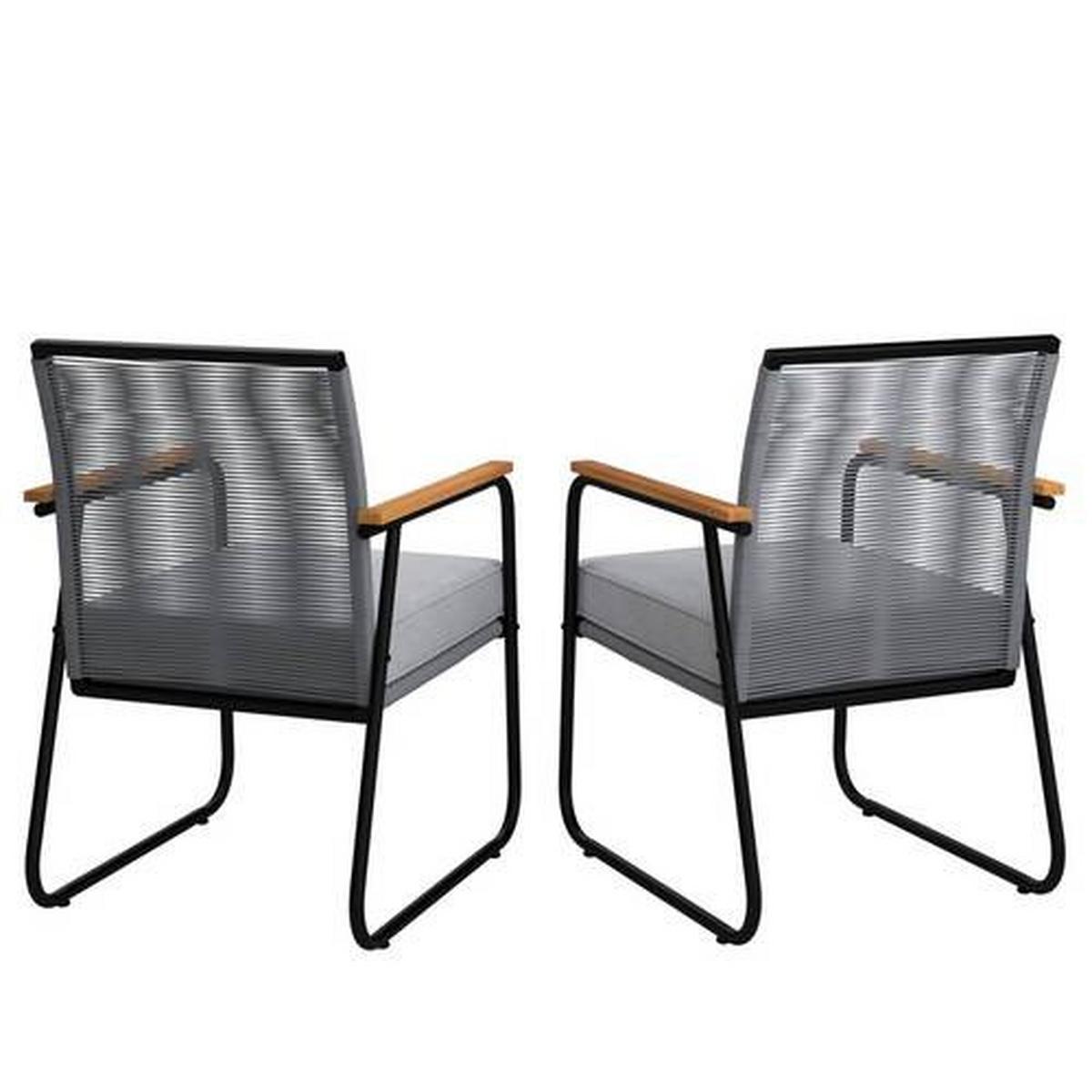 Kerti Karosszék Szett Párnával Momo 2db/szett - világosszürke/natúr színű, Modern, műanyag/textil (57/82/64cm) - Bessagi Garden
