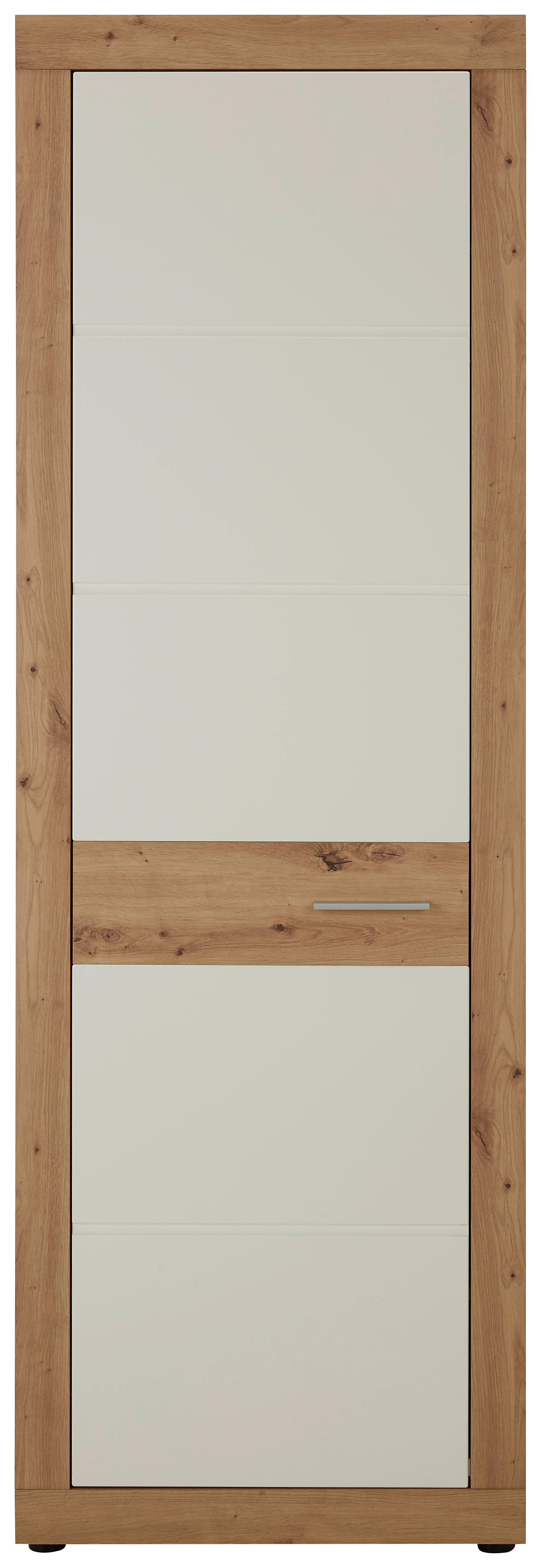 Garderobenschrank in Weiß/Eichefarben - Chromfarben/Eichefarben, KONVENTIONELL, Holzwerkstoff/Kunststoff (65/198/36cm) - Mömax