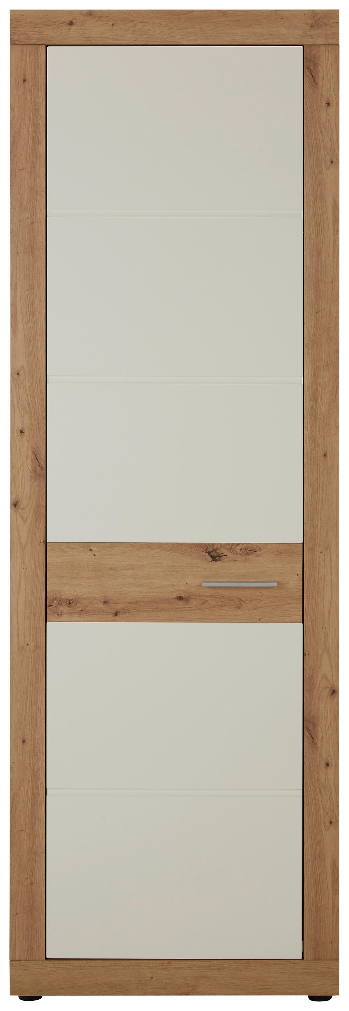 Garderobenschrank in Weiß/Eichefarben - Chromfarben/Eichefarben, KONVENTIONELL, Holzwerkstoff/Kunststoff (65/198/36cm) - Mömax