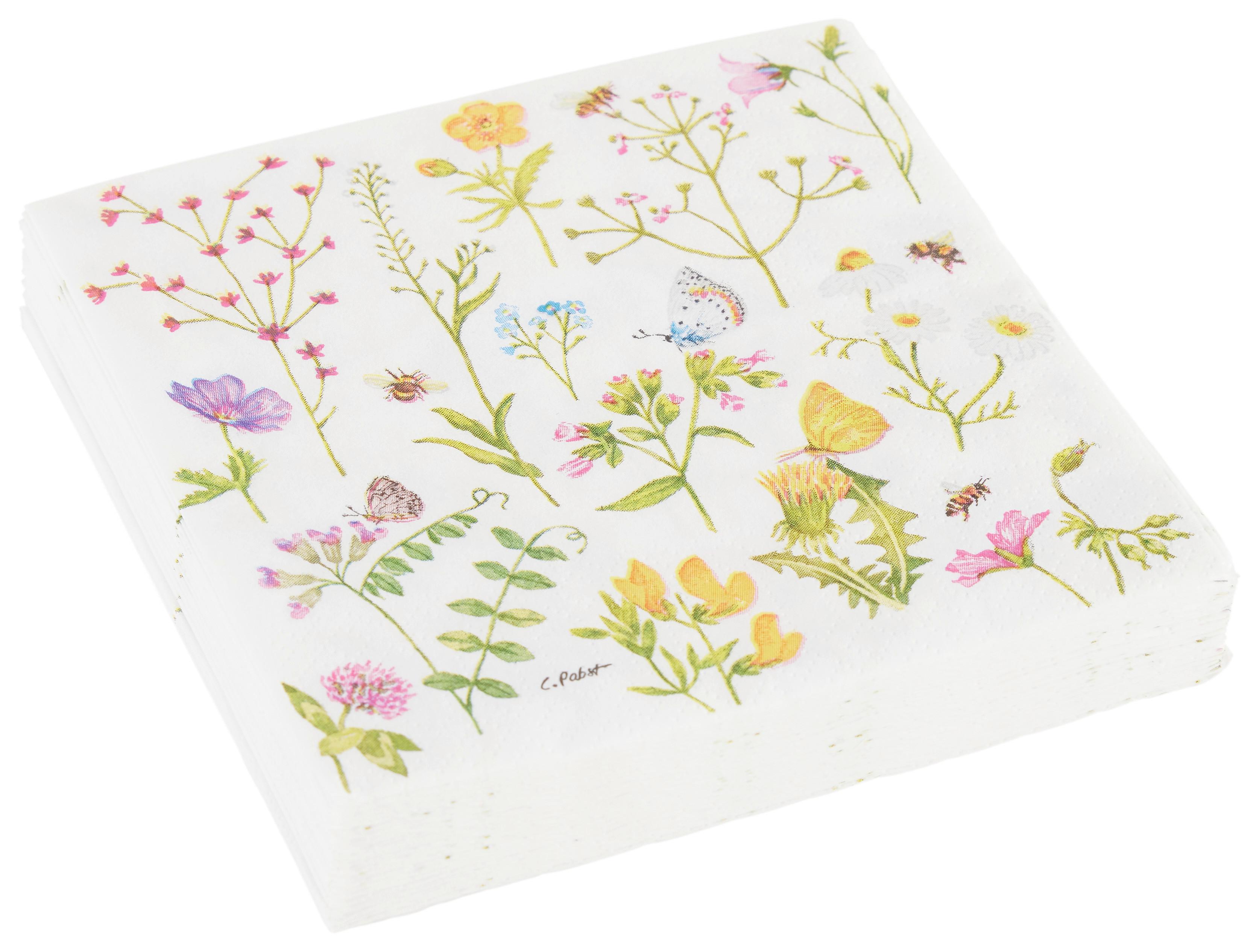 Cocktailserviette Linda Multicolor/Weiß ca. 25x25cm - Multicolor/Weiß, KONVENTIONELL, Papier (25cm)