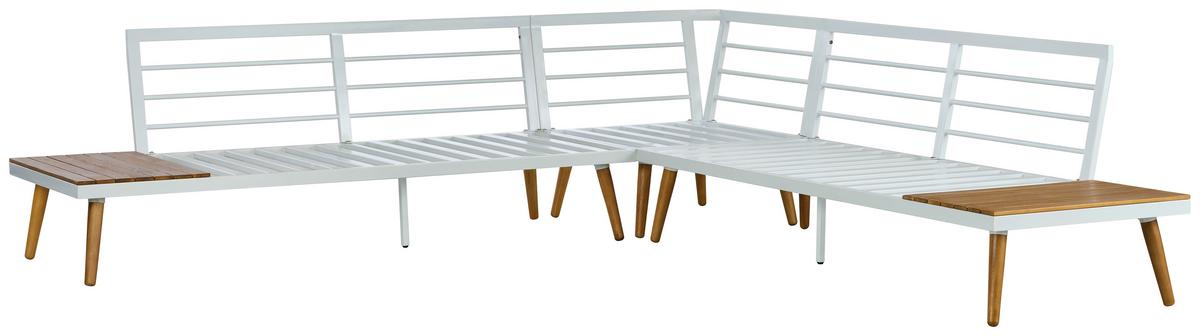 Lounge Garnitura Madeira, Bela, Siva, Les Akacije - temno siva/bela, Moderno, kovina/tekstil (90/30/70cm) - Beldano