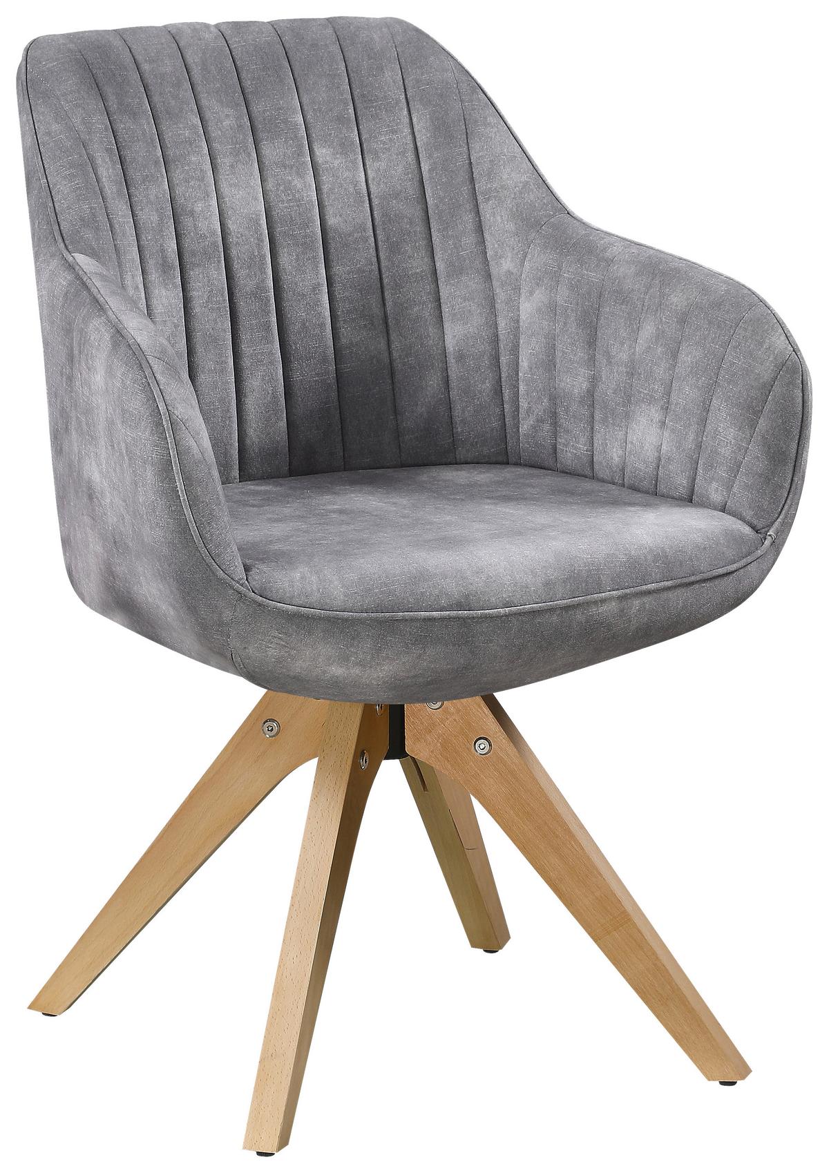 Armlehnstuhl Relax Grau - Buchefarben/Grau, MODERN, Holz/Textil (60/82/62cm) - Mömax