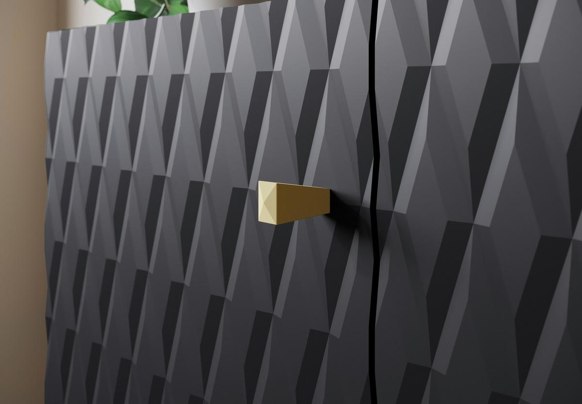Komoda Phuket 120, Črna - zlate barve/črna, Trend, umetna masa/leseni material (120/76/39cm) - Livetastic