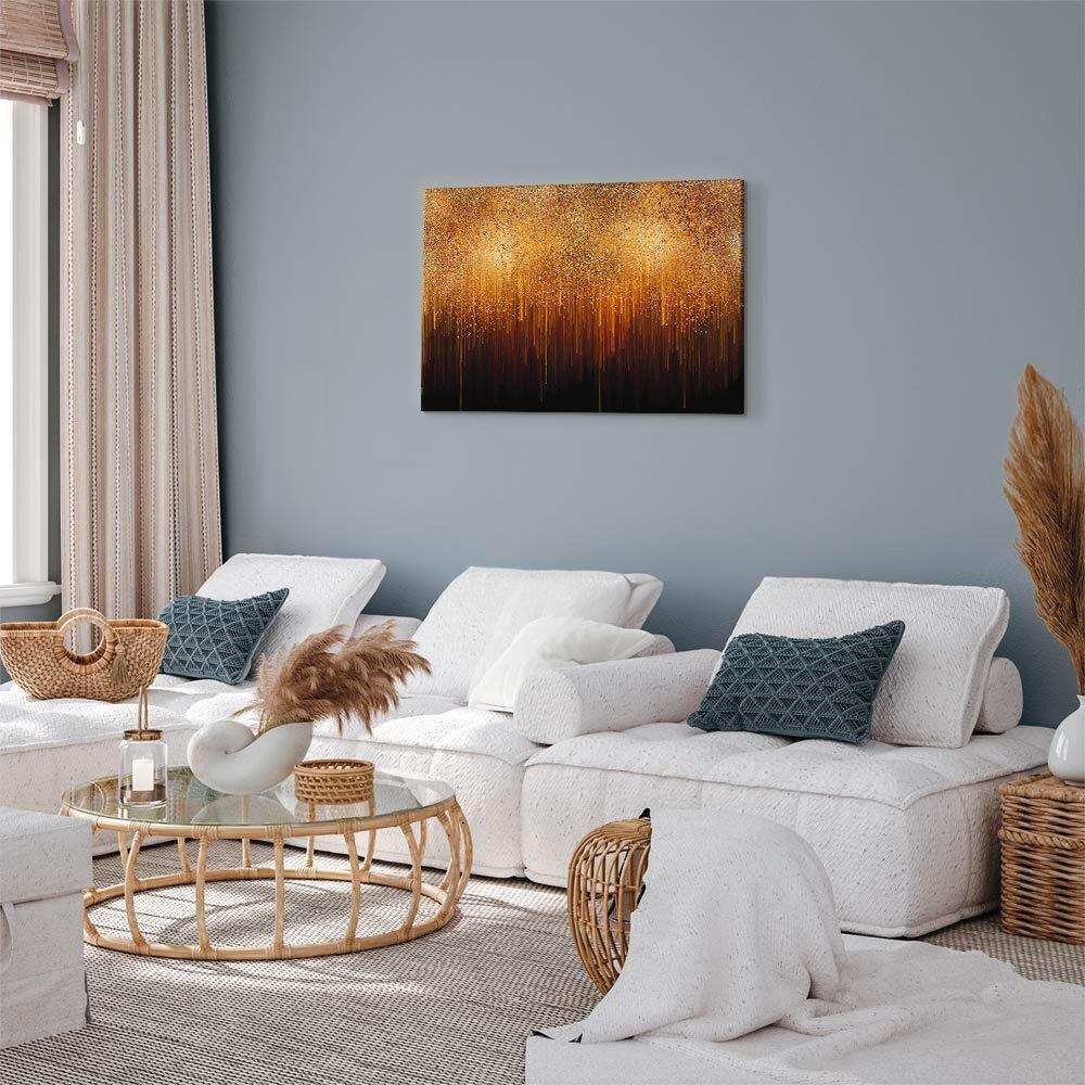 Slika Na Platnu Golden Expansion - zlate barve/črna, Basics, tekstil/les (120/80/1,2cm) - artgeist