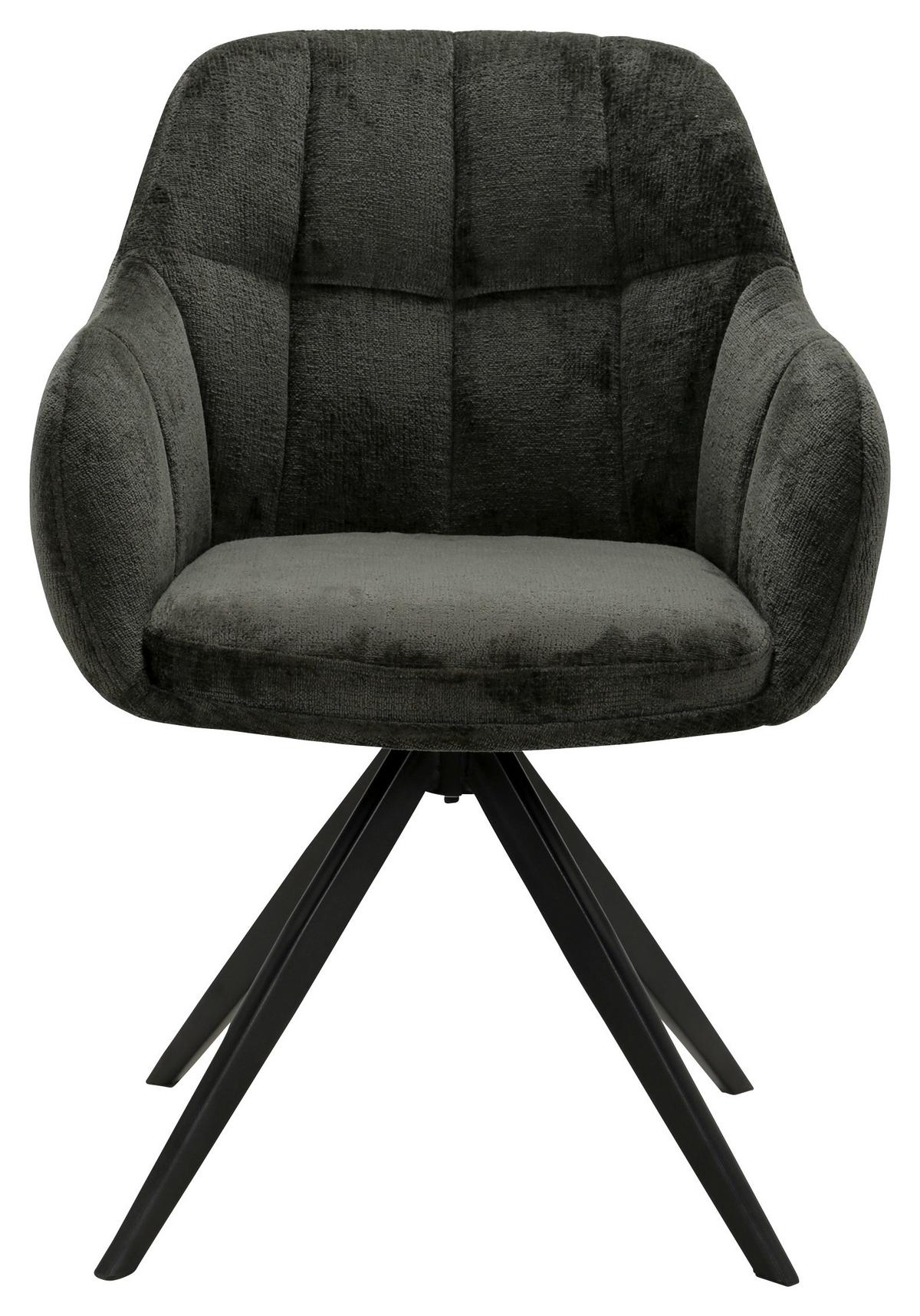 KRZESŁO Z PODŁOKIETNIKAMI MEGAN - czarny/ciemnozielony, Design, metal/tkanina (61/85,5/65,5cm) - Novel