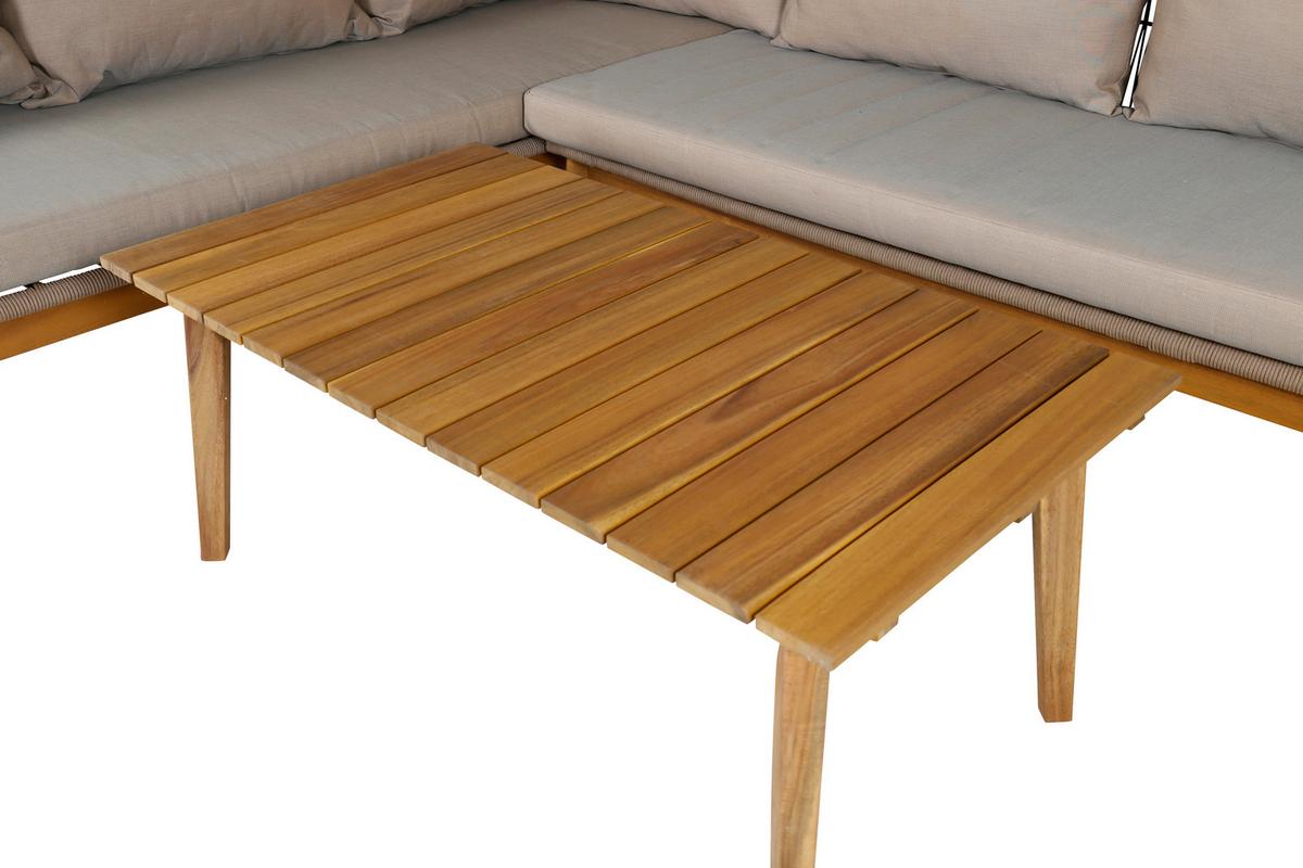 Loungegarnitur Chania ca. 210x160 cm Beige - Beige/Akaziefarben, KONVENTIONELL, Holz/Kunststoff (210/160cm) - Gardenson