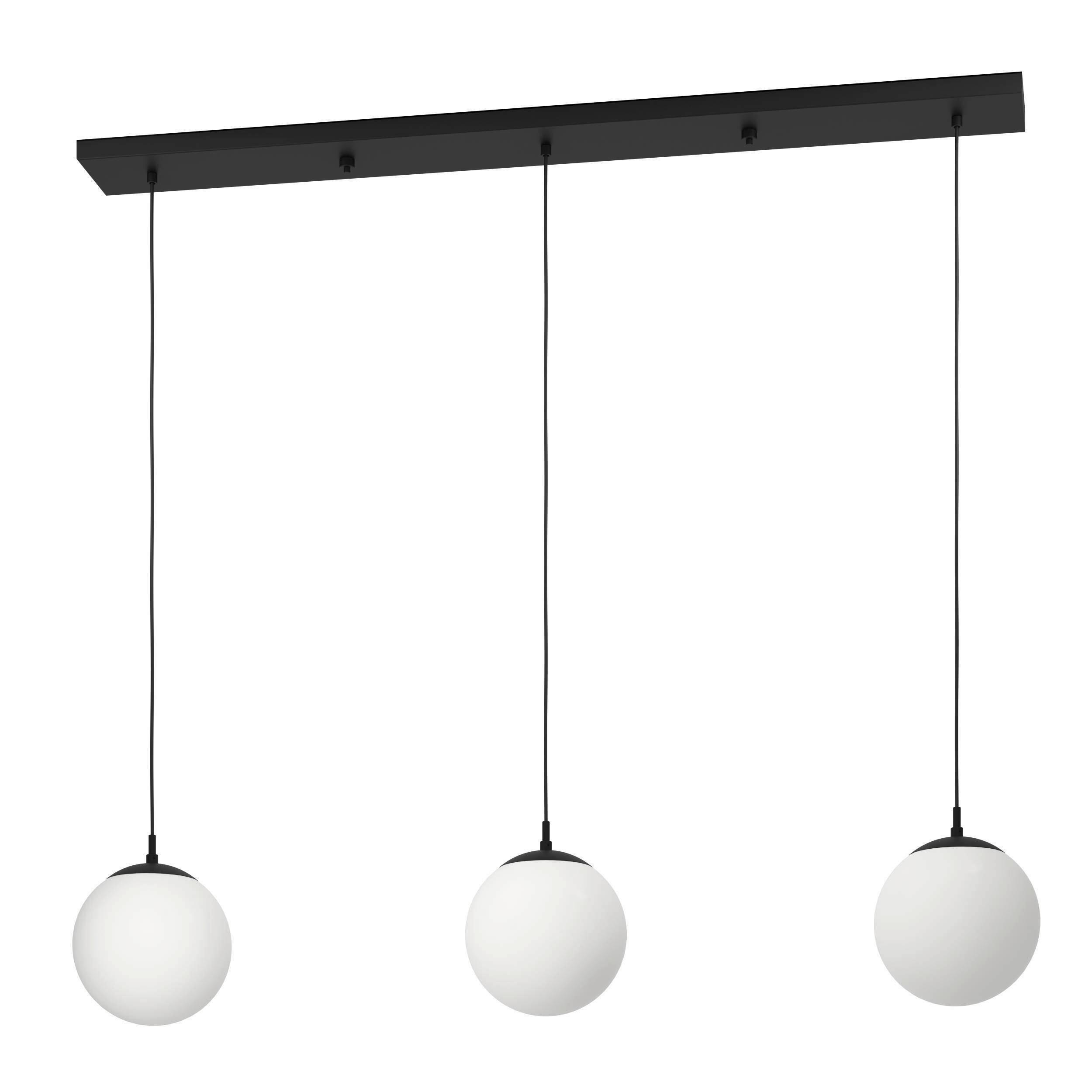 Hängeleuchte 900512_rondo 3 - Weiss/Schwarz, Design, Glas/Metall (121/20/110cm) - Eglo