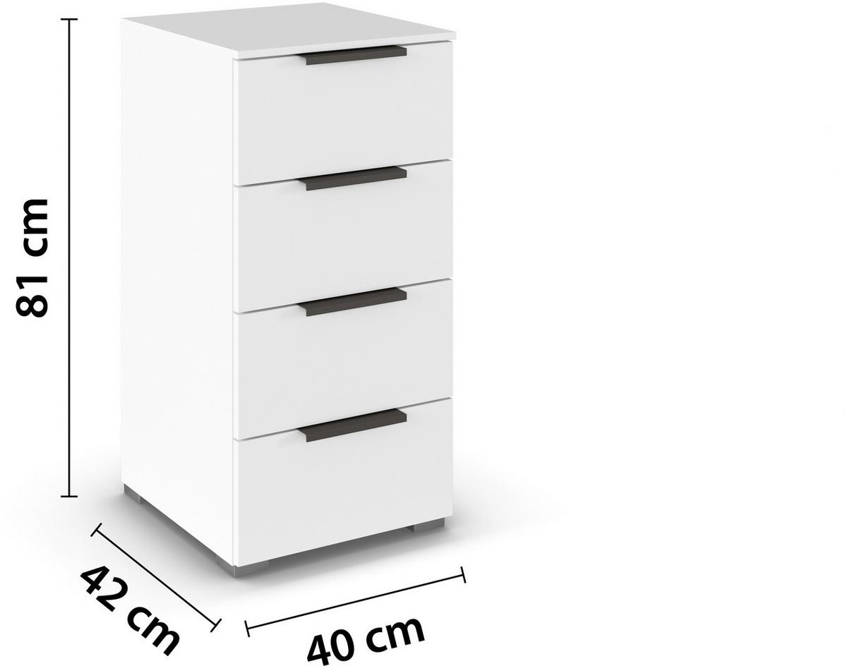 Komoda Paola, Bela - bela/barve aluminija, Trend, kovina/leseni material (50/81/42cm) - Novel