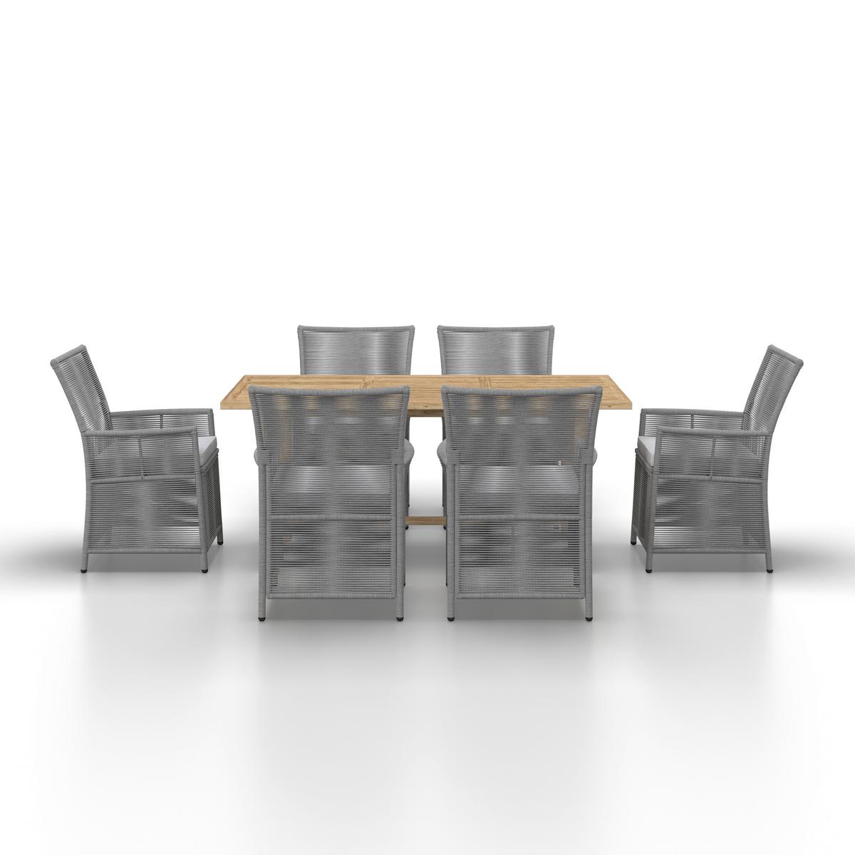 Gartengarnitur Simone Hellgrau Holz/Kunststoff/Outdoorstoff - Hellgrau/Akaziefarben, MODERN, Holz/Kunststoff - Bessagi Garden