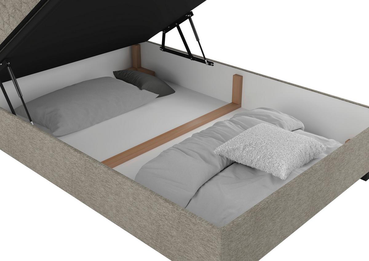 Boxbett Maya D Beige ca. 140x200cm - Beige/Schwarz, KONVENTIONELL, Holz/Holzwerkstoff (140/200cm) - Mömax