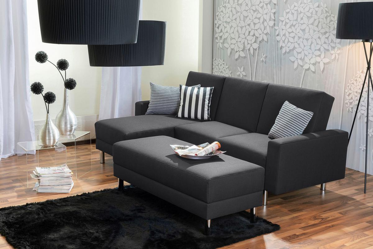 ECKSCHLAFSOFA JUST FASHION - Chromfarben/Graphitfarben, KONVENTIONELL, Textil/Metall (152/230cm) - Max Winzer