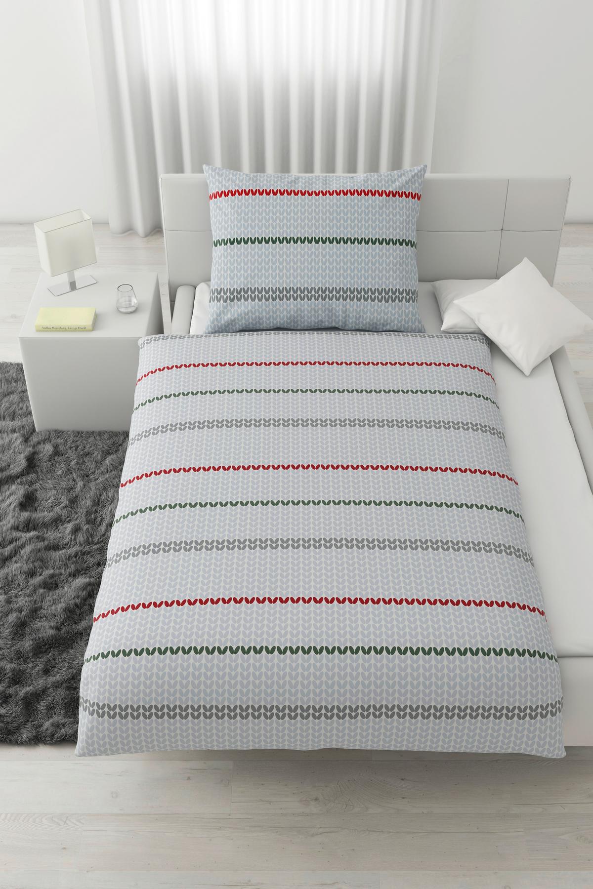 Bettwäsche Strick ca. 160x210cm - Weiss/Rot, Modern, Textil (160/210cm) - Modern Living