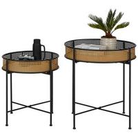 Set Mizic Eike, 2-Delni, Črna, Naravna Barva - črna/naravne barve, Trendi, kovina/leseni material (45-59/51-62,5cm) - Mömax