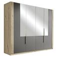 Dulap Cu Uși Rotative Complete - culoare lemn stejar/gri, Design, sticlă/compozit lemnos (228/213/60cm) - Ti`me Dulap Cu Uși Rotative Complete - culoare lemn stejar/gri, Design, sticlă/compozit lemnos (228/213/60cm) - Ti`me