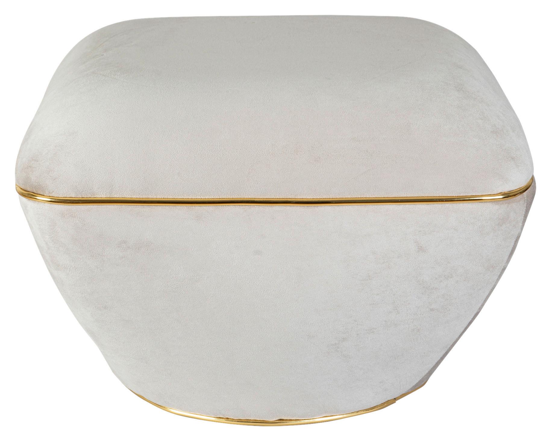 HOCKER CONTESSA 125 - Taupe/Goldfarben, Design, Textil/Metall (60/42,5cm) - Kayoom