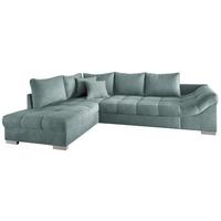 Wohnlandschaft Alvito Mintgrün Nylon/Mikrofaser - Silberfarben/Mintgrün, Design, Holz/Textil (202/298cm) - MID.YOU