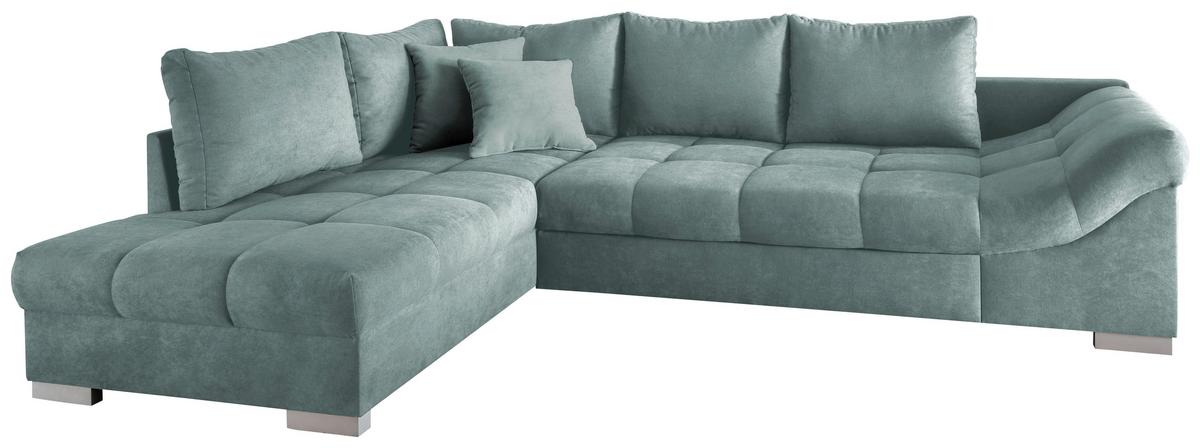 Wohnlandschaft Alvito Mintgrün Nylon/Mikrofaser - Silberfarben/Mintgrün, Design, Holz/Textil (202/298cm) - MID.YOU
