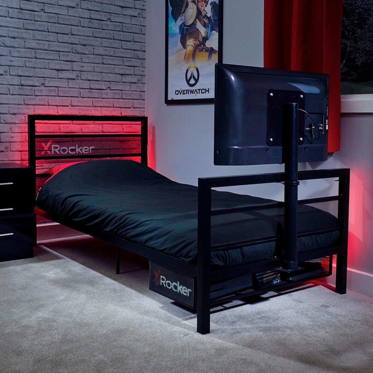 Gamingbett Basecamp 90x190cm Ohne TV Schwarz - Schwarz, MODERN, Metall (90/190cm) - X Rocker