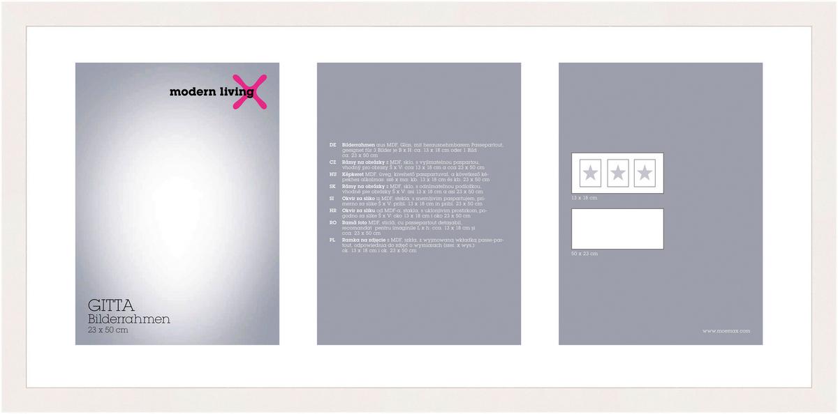 Képkeret Kb. 23/50cm-es Képhez Gitta Duplo - fehér, Basics, fa (25,2/52,2/3,6cm) - Mömax