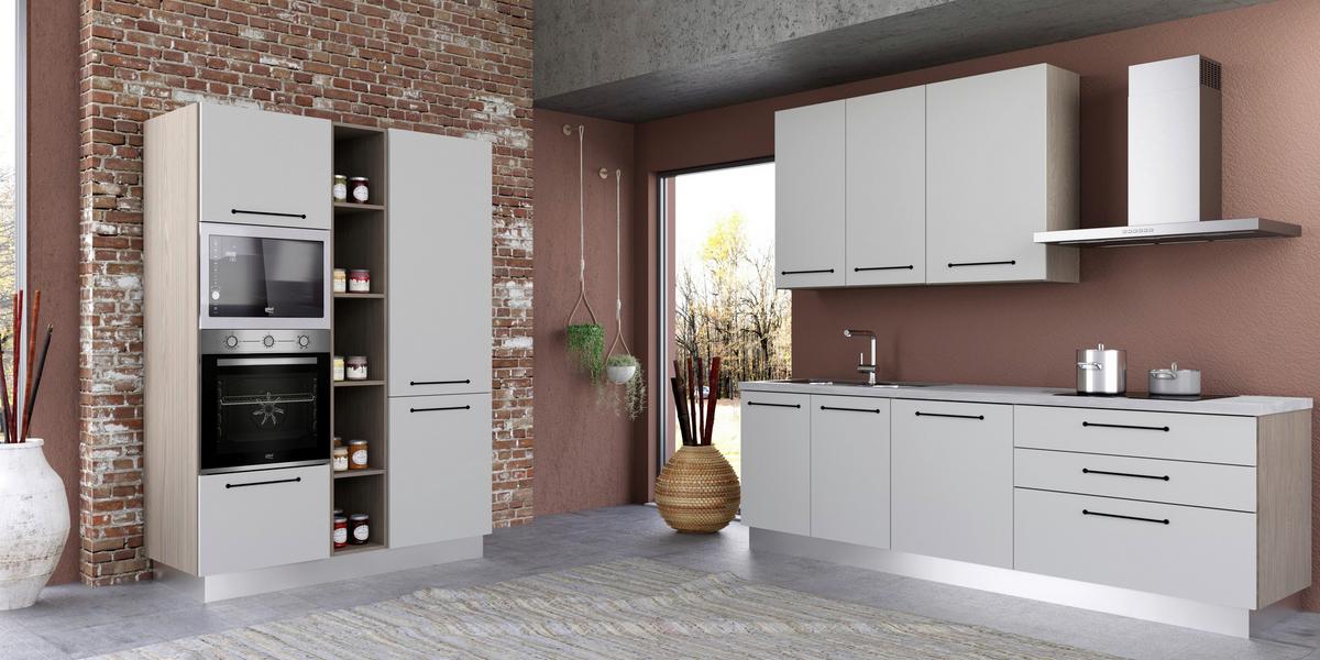 Blok Kuhinja S Aparatima Line 390 - bijela/siva, Konvencionalno, drvo/metal (390/216-240/60cm) - Mömax
