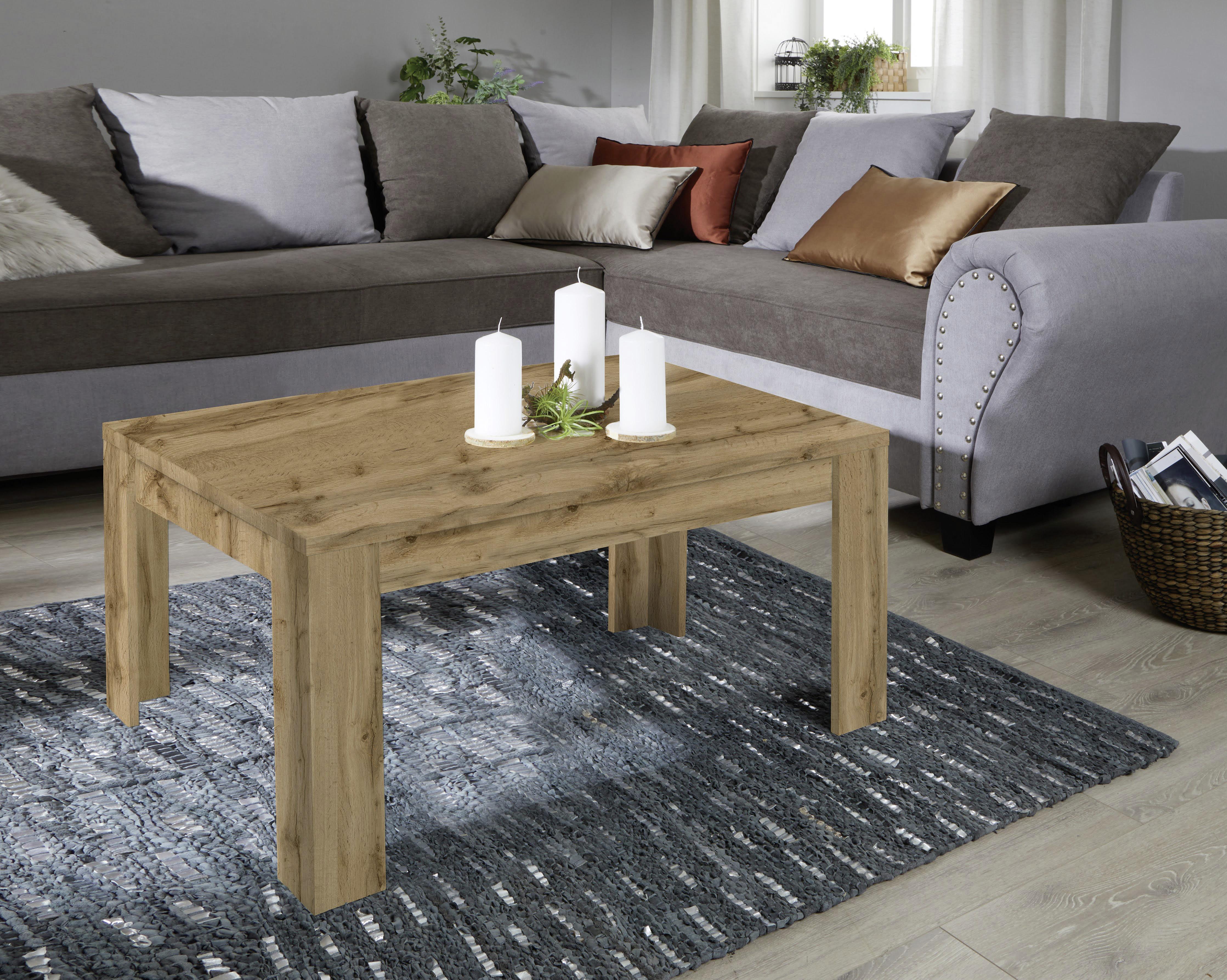 Dohányzóasztal Tölgy Színű Dalos - tölgyfa/fehér, Konventionell, faalapú anyag (90/45,5/50cm)