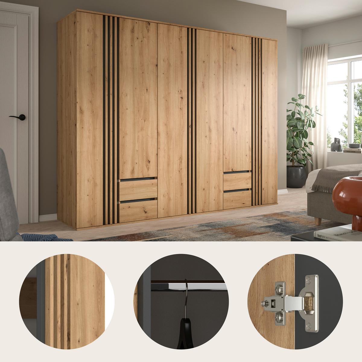 Drehtürenschrank TOFTA Eiche Artisan, Anthrazit - Anthrazit/Eiche Artisan, ROMANTIK / LANDHAUS, Holzwerkstoff (240/192/56cm) - Livetastic