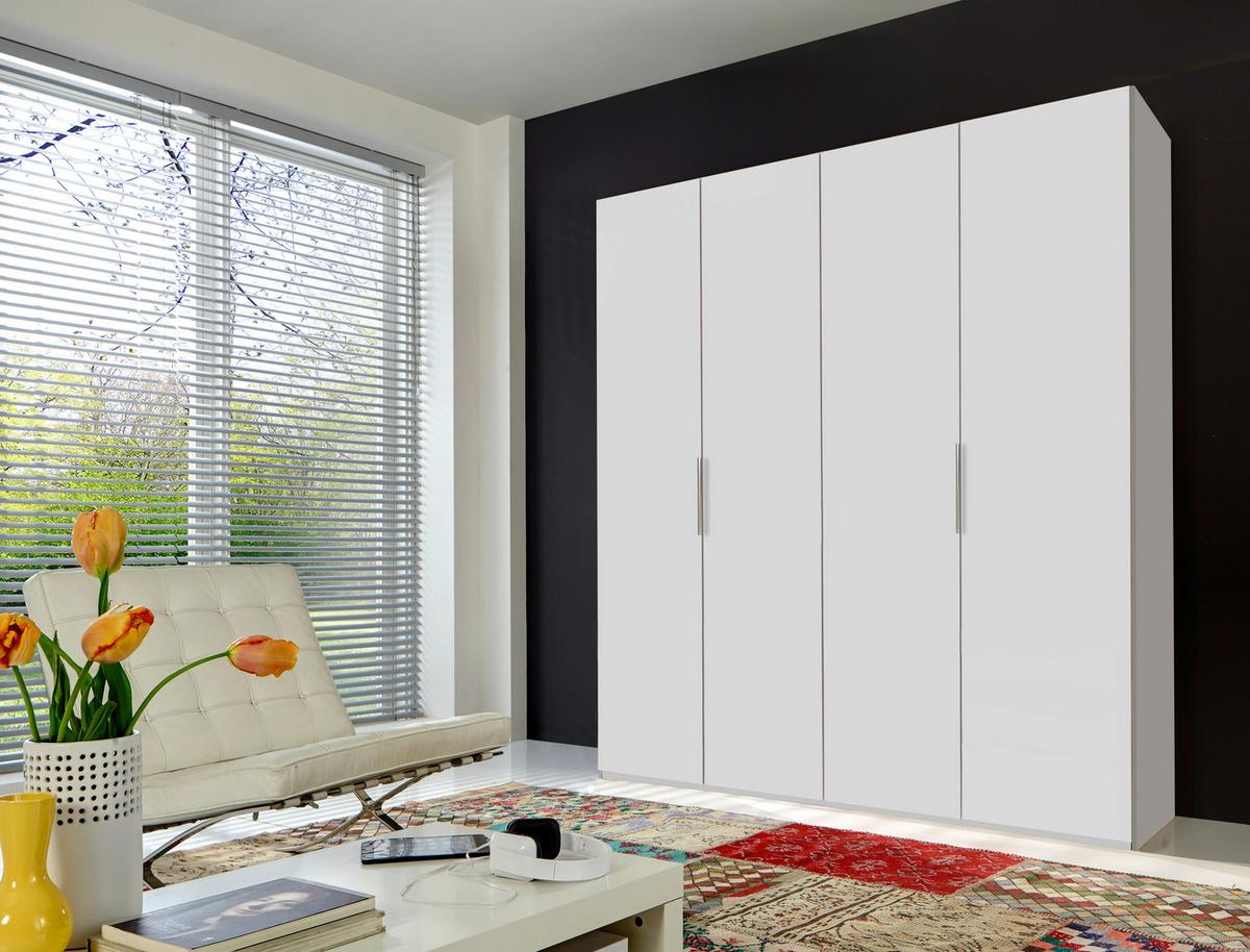 Drehtürenschrank Level 36A ca. 200x216x58 cm Weiß - Chromfarben/Weiß, MODERN, Holzwerkstoff (200/216/58cm) - MID.YOU