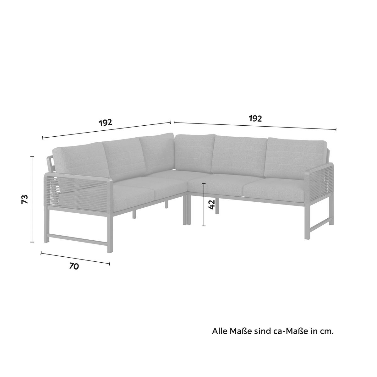 Loungegarnitur Washington Grau/Naturfarben, 4-teilig - Anthrazit/Naturfarben, Modern, Kunststoff/Textil (192/73/70cm) - Mömax