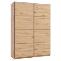 Schwebetürenschrank Gard 150 in Eiche Artisan - Schwarz/Eiche Artisan, Konventionell, Holzwerkstoff/Metall (146/217/61cm) - Mömax