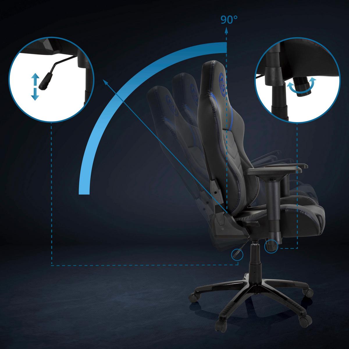Gaming Stol Gamebreaker Polarys I, Siva, Modra - modra/siva, Moderno, umetna masa/tekstil (74/133/62cm) - MID.YOU