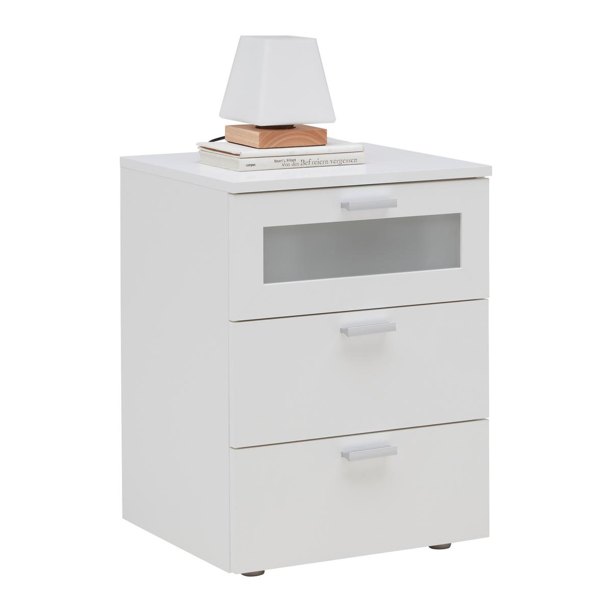 Noćni Ormarić Xeno - bijela/srebrne boje, Konvencionalno, staklo/drvni materijal (45/60/40cm) - Modern Living