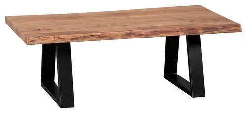 Couchtisch Gaya in Akaziefarben Massiv - Schwarz/Akaziefarben, Design, Holz/Metall (115/60/40cm) - MID.YOU