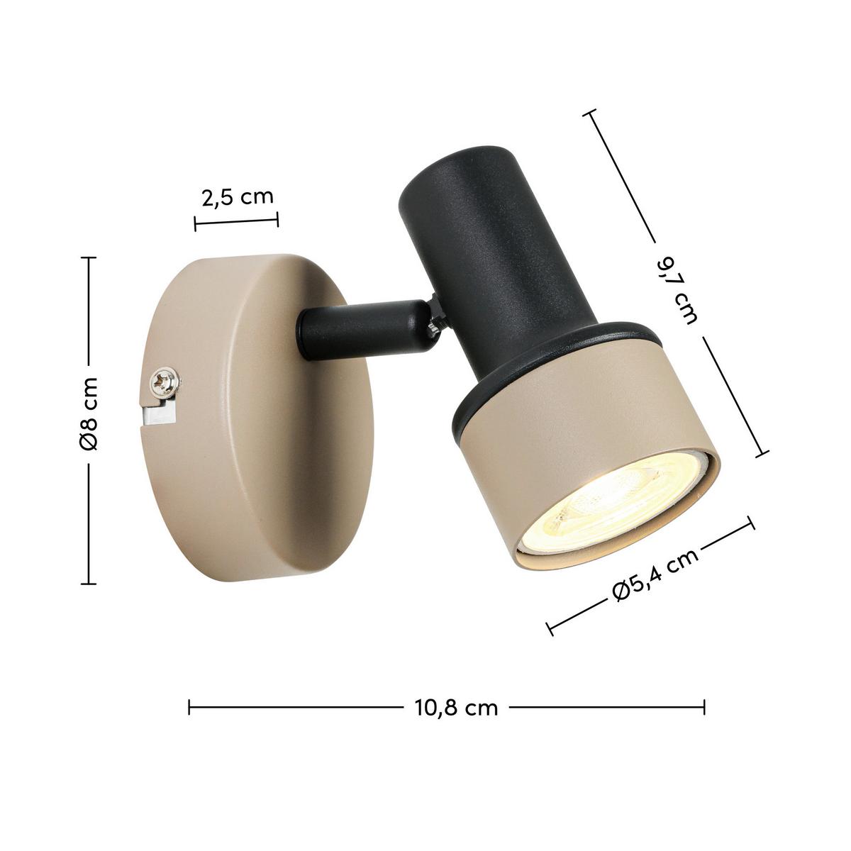 Reflektor Simba - črna/peščene barve, Romantika, kovina/umetna masa (10,8/8/9,7cm) - Mömax