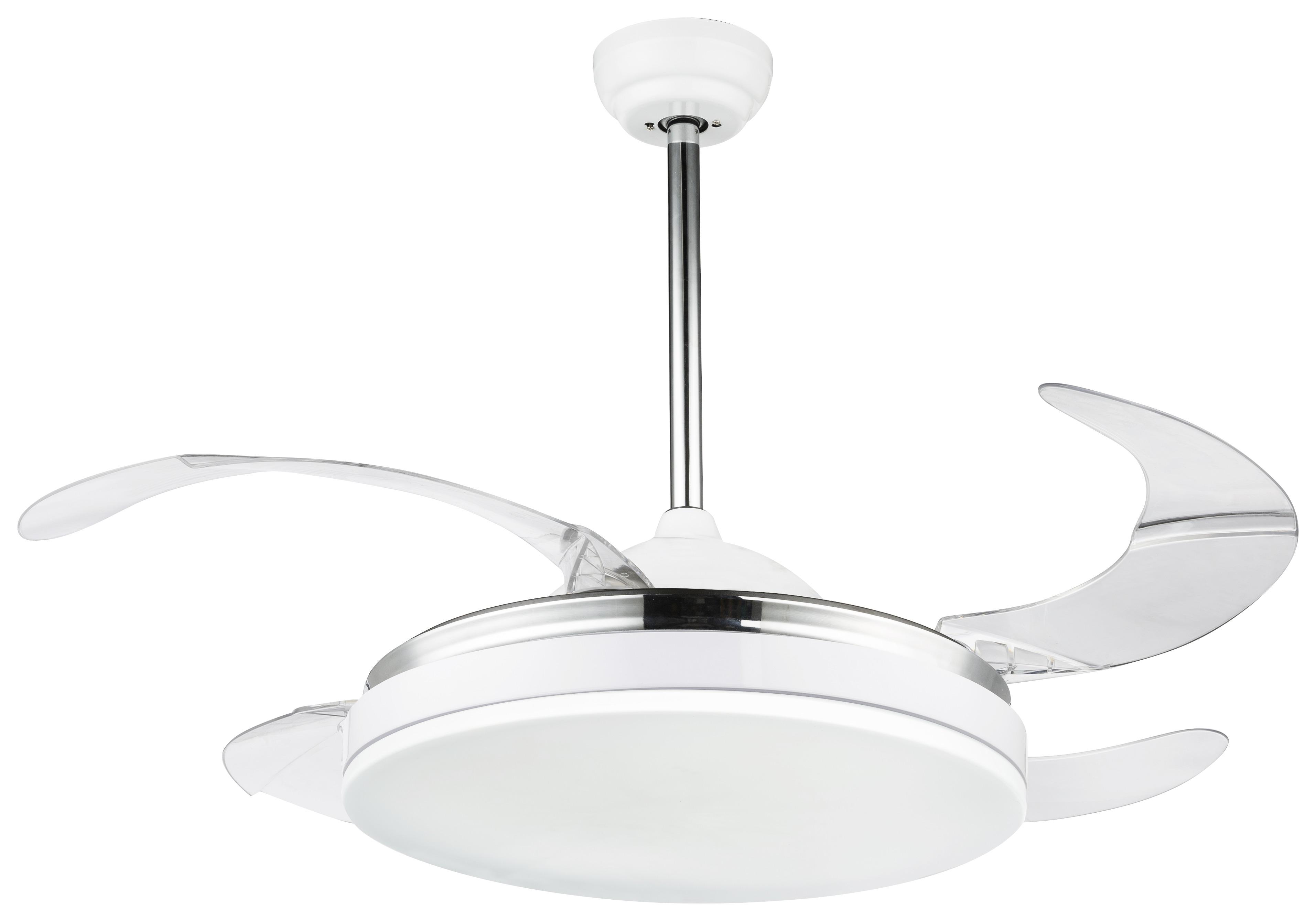 Deckenventilator Dotti max. 68 Watt - Transparent/Opal, MODERN, Kunststoff/Metall (100/65cm) - Globo