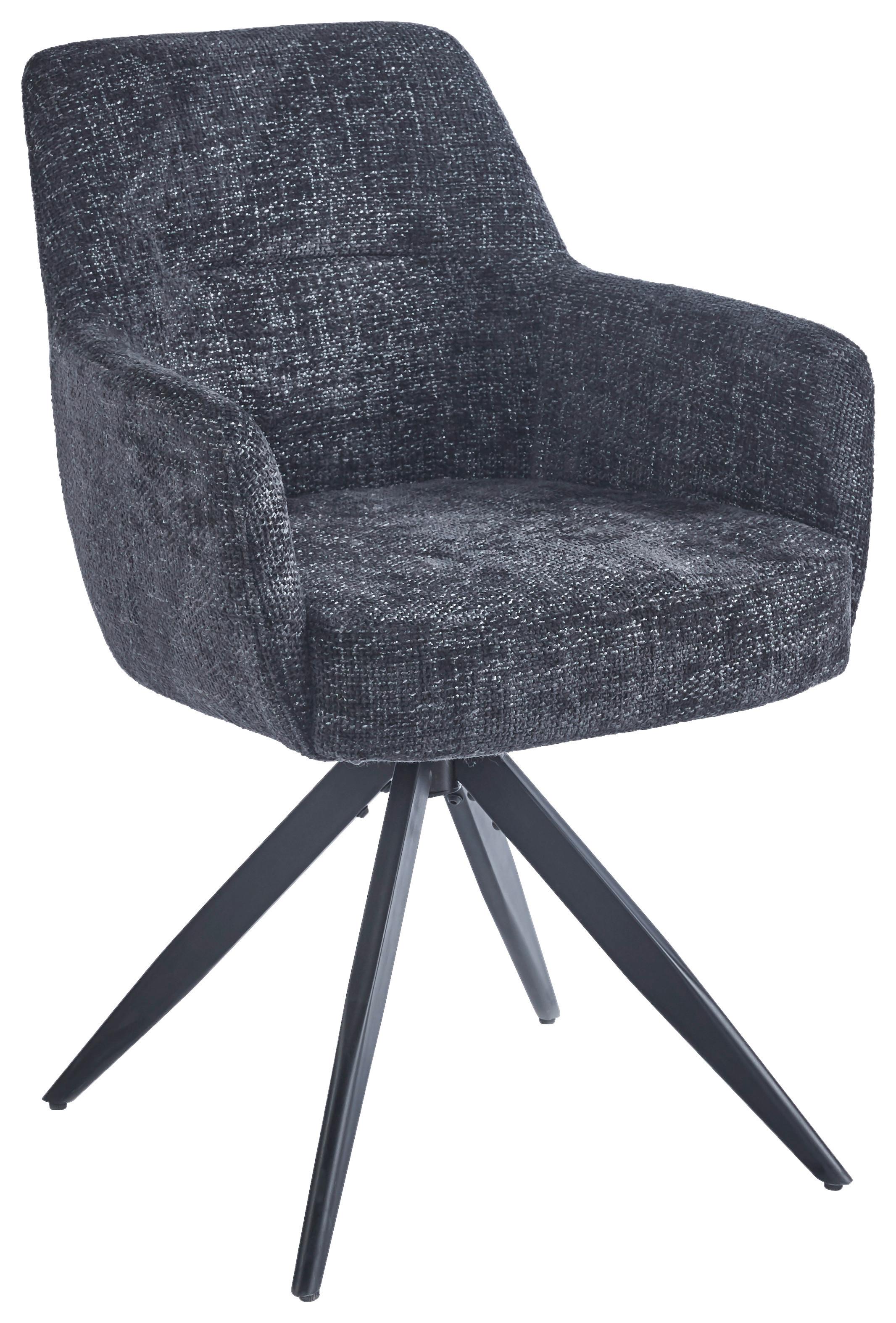 Armlehnstuhl Mavie in Dunkelgrau - noir/gris foncé, Modern, métal/textile (60/88/62cm) - Mömax