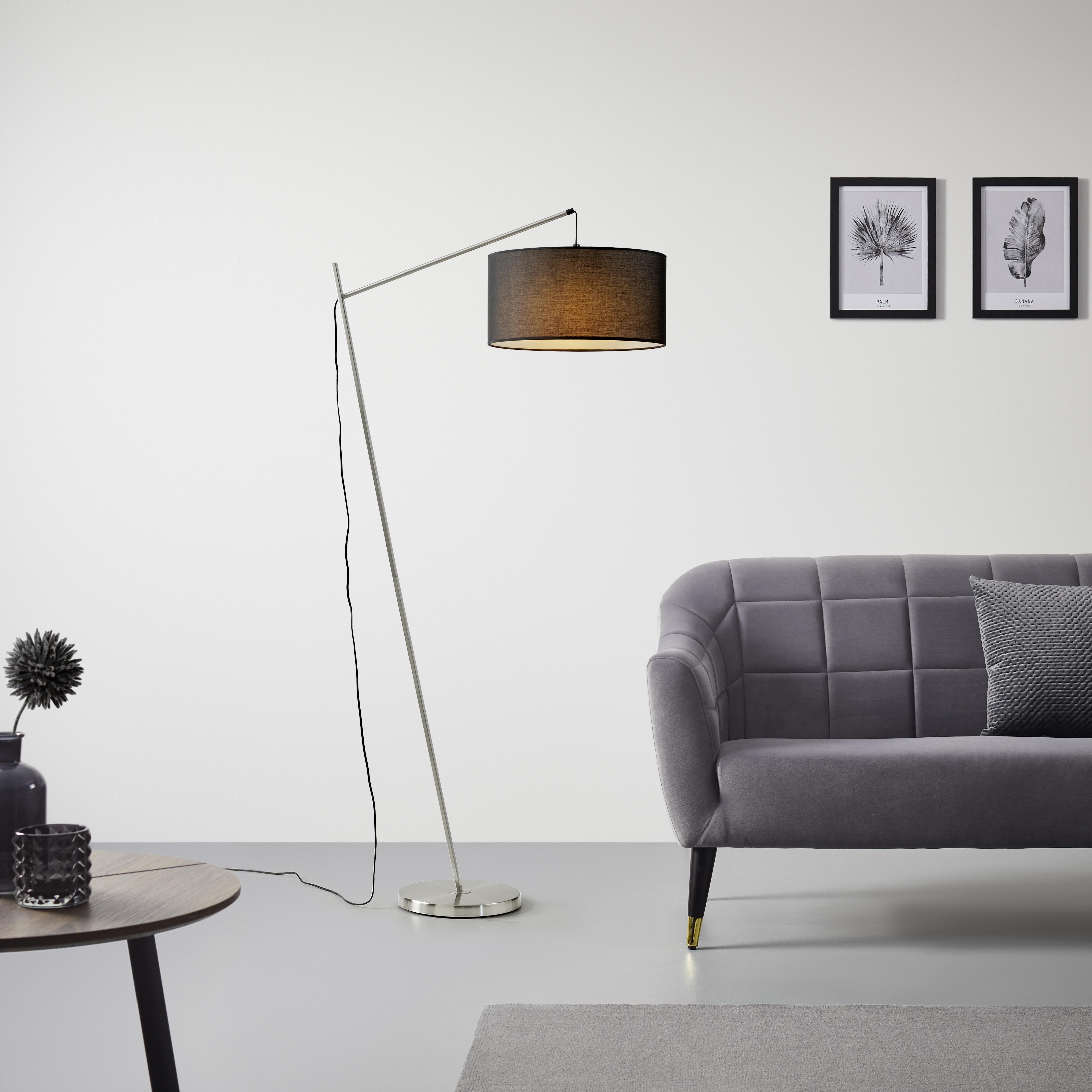 Stehleuchte Aurelia max. 40 Watt - Schwarz/Braun, MODERN, Textil/Metall (80/25/163cm) - Bessagi Home
