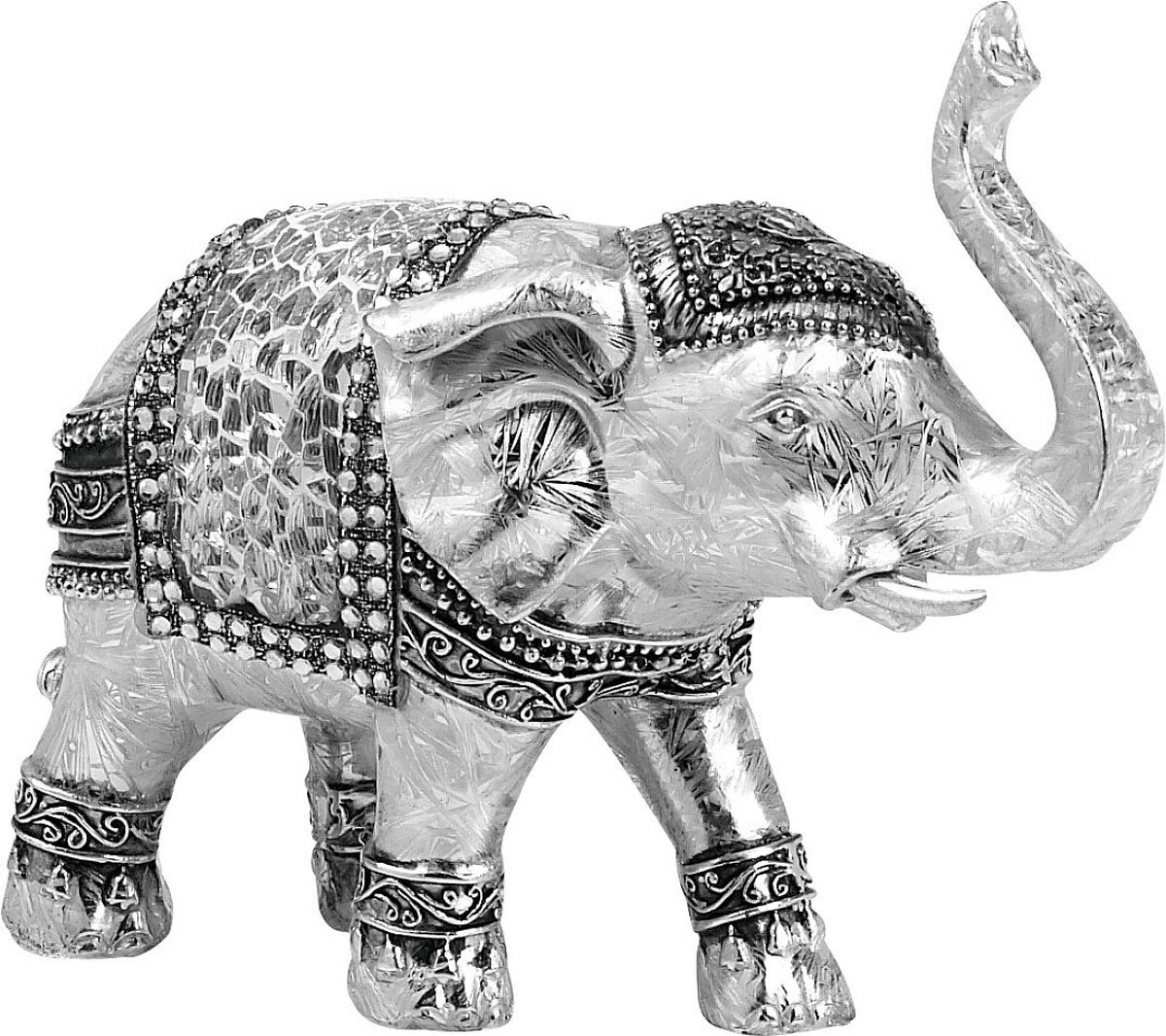 SŁOŃ DEKORACYJNY NY8361500 - ELEFANT - kolor srebrny/biały, Basics, tworzywo sztuczne (15/6,5/12,5cm) - Ambia Home