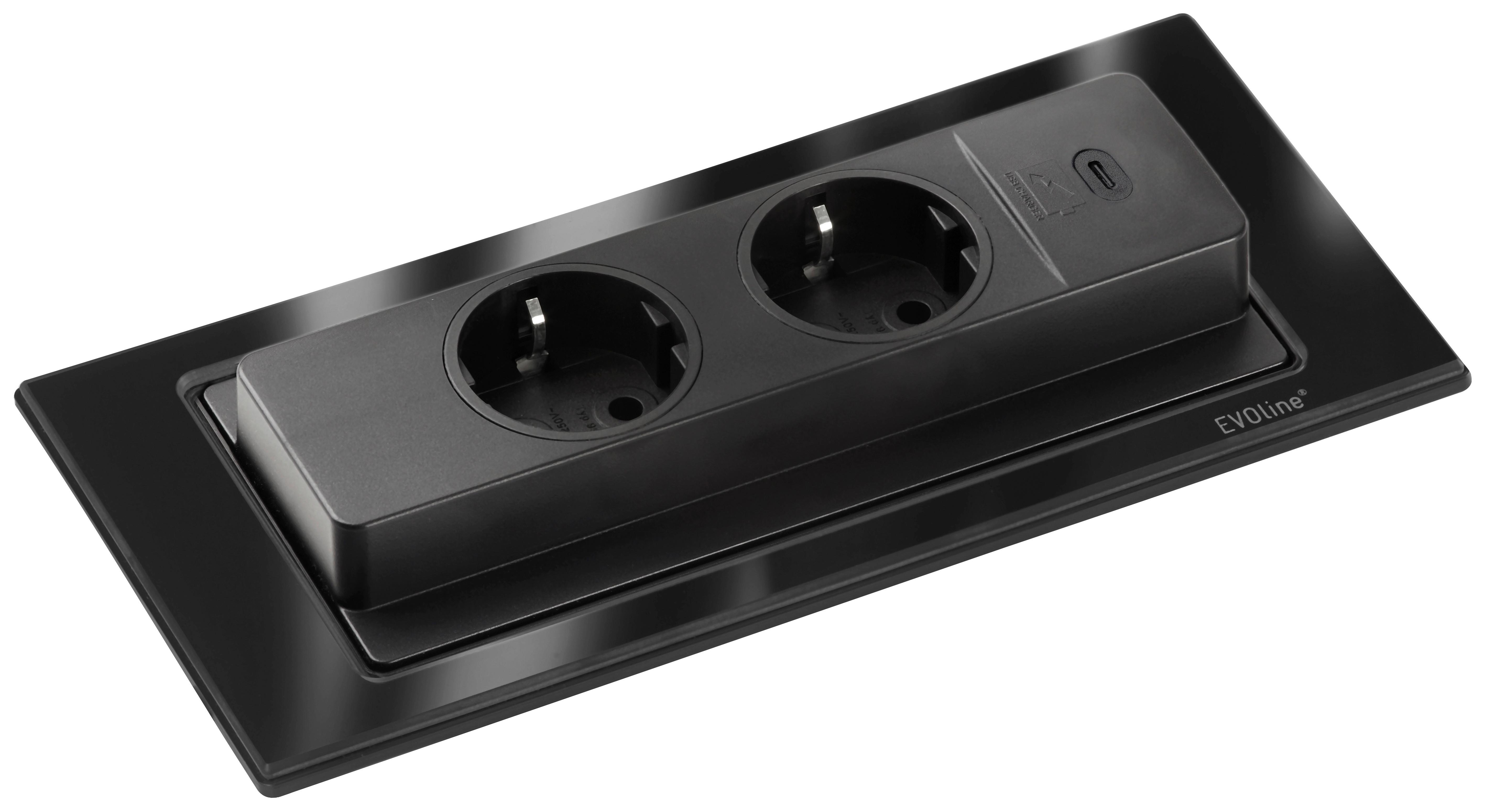 Steckdosenelement 417577 in Schwarz - Schwarz, Glas (10,48/22,52cm) - Vogt