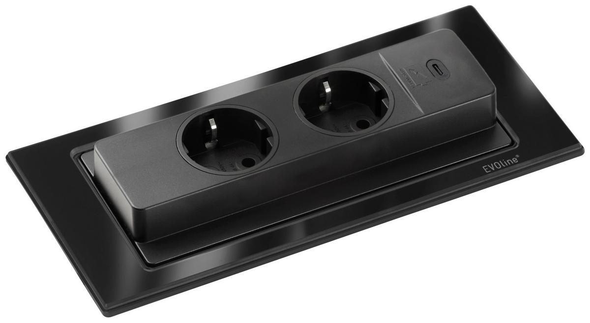 Steckdosenelement 417577 in Schwarz - Schwarz, Glas (10,48/22,52cm) - Vogt