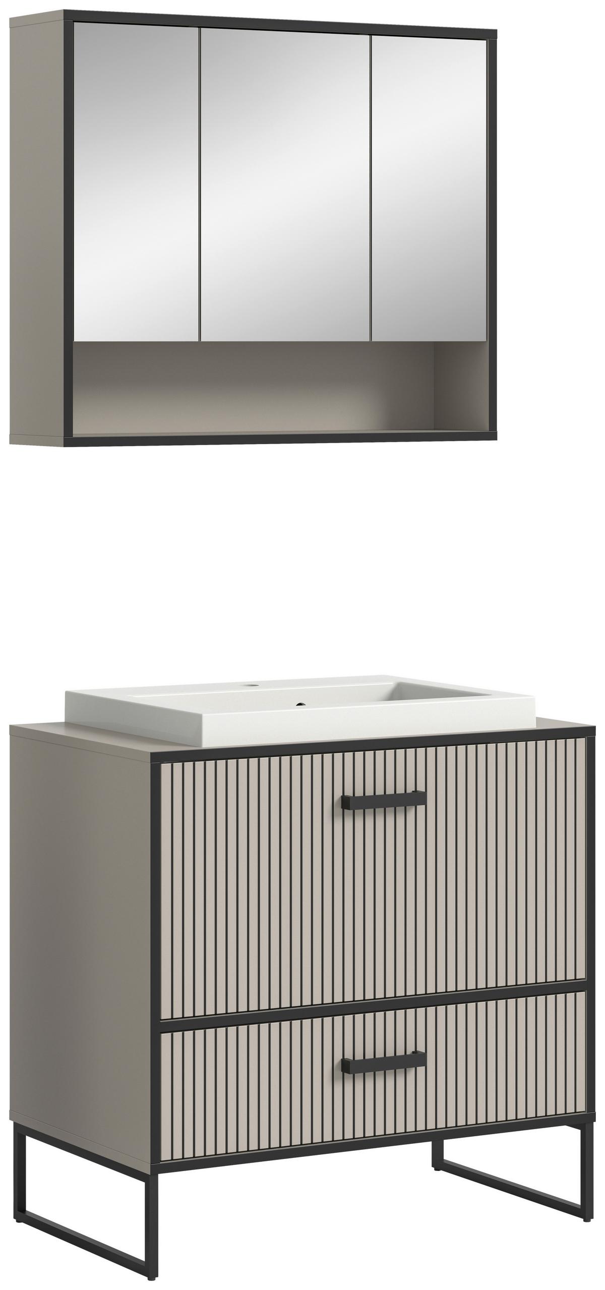 Badezimmer BAGNO 2-teilig ca.80 cm Kaschmir - Kaschmir/Schwarz, MODERN, Holzwerkstoff/Metall (80cm) - MID.YOU