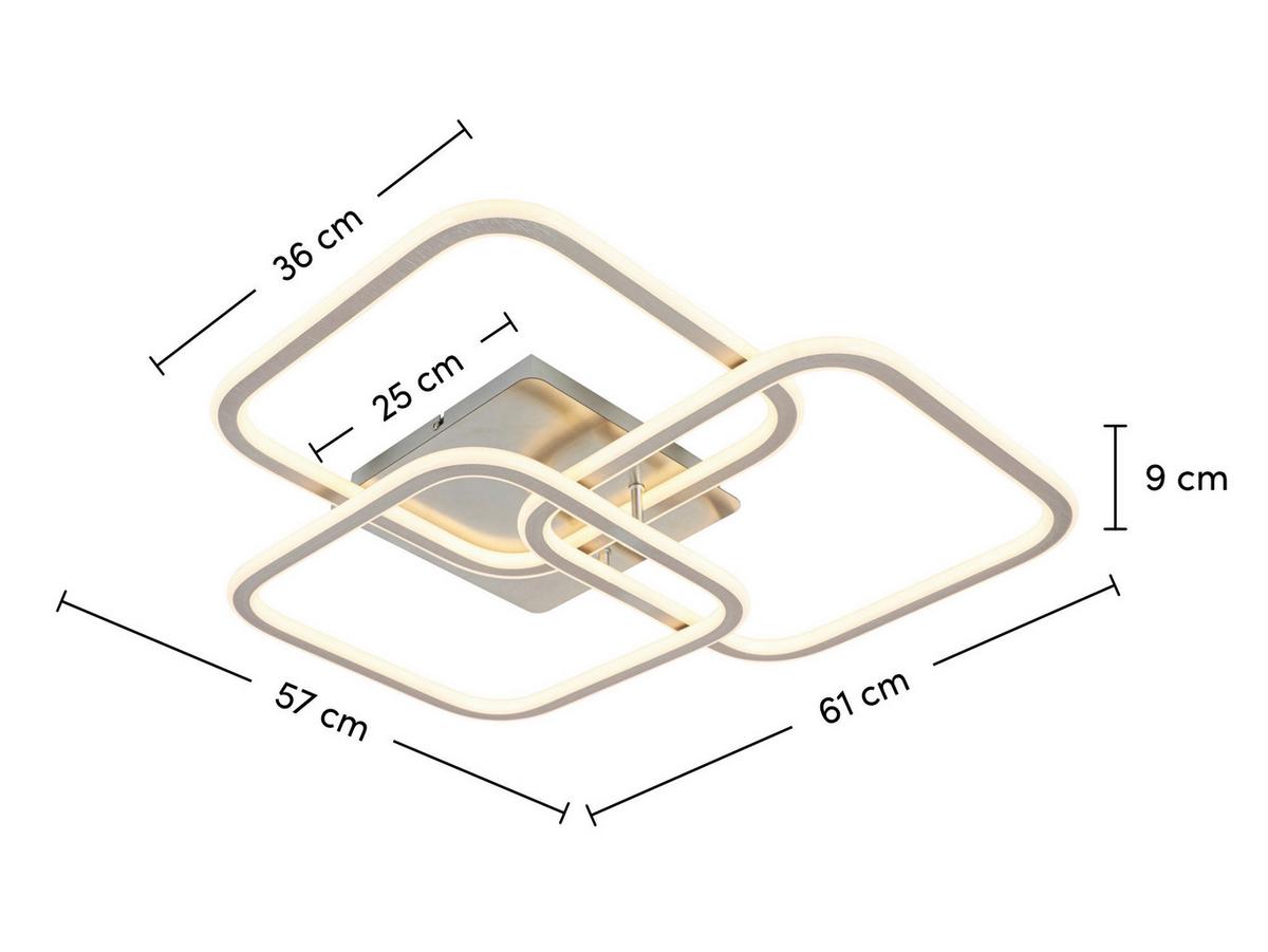 LED-Deckenleuchte Siop Weiß/Alufarben max. 39 Watt - Alufarben/Weiß, MODERN, Kunststoff/Metall (57/61/9cm) - Mömax