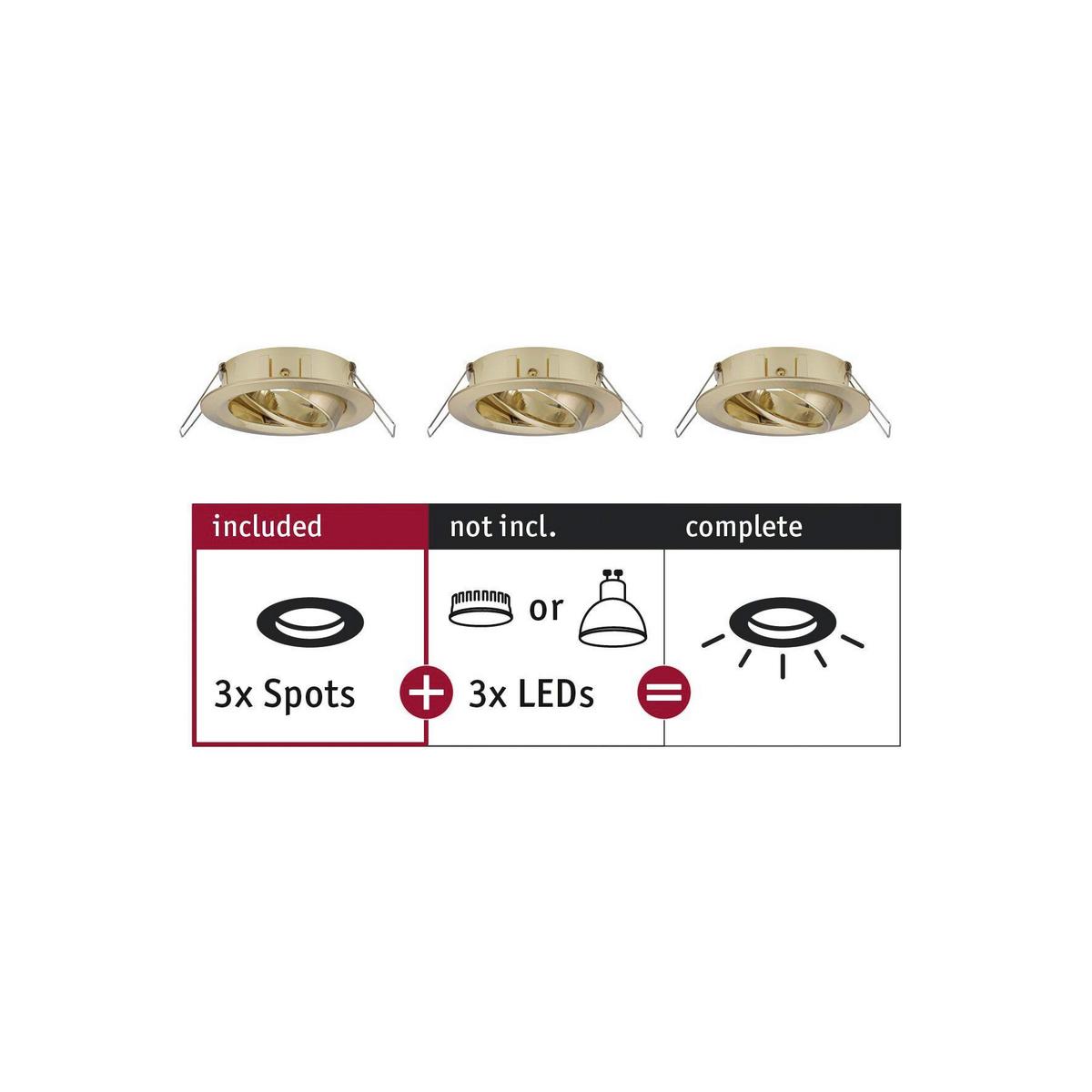 Deckenleuchte Choose Spot Set max. 10 Watt, 3-teilig - Messingfarben, Basics, Metall (8,4cm) - Paulmann