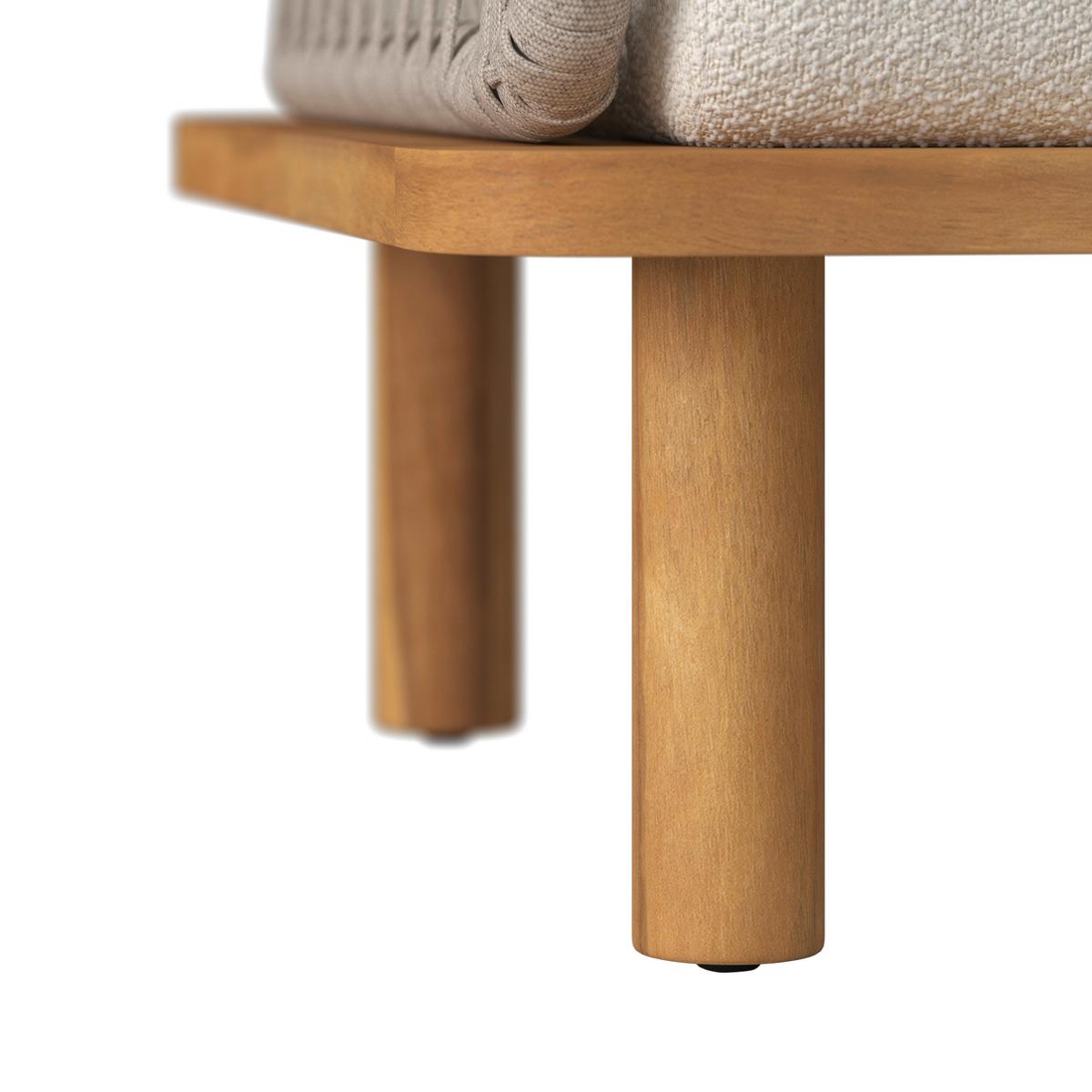Loungegarnitur Mara Creme Echtholz/Textil/Metall - Weiss/Teakfarben, Modern, Holz/Textil (165/62,5/70cm) - Bessagi Garden