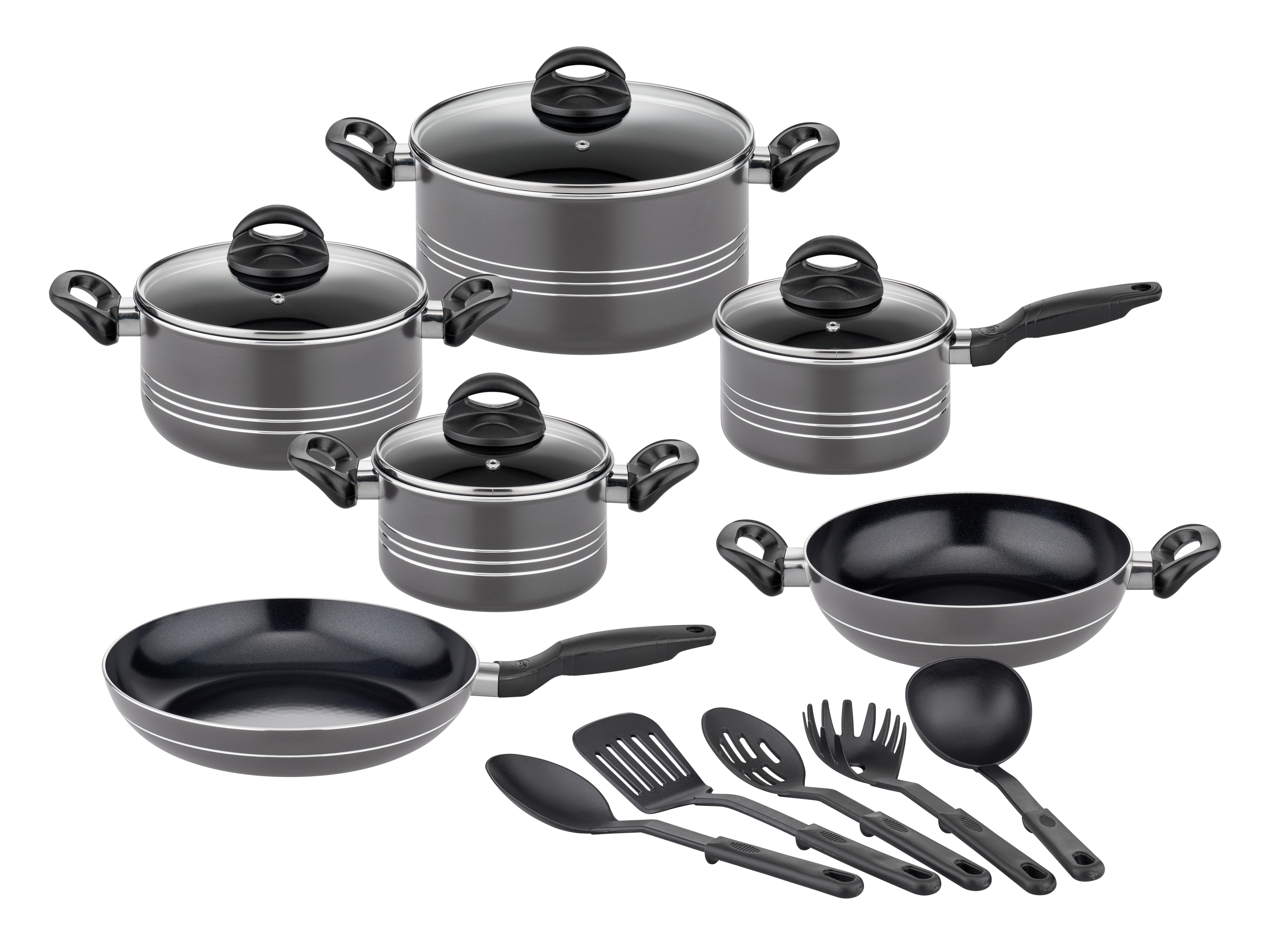 Set Posod S Kuhinjskimi Pripomočki Milano Grey - siva, Basics, kovina - GSW