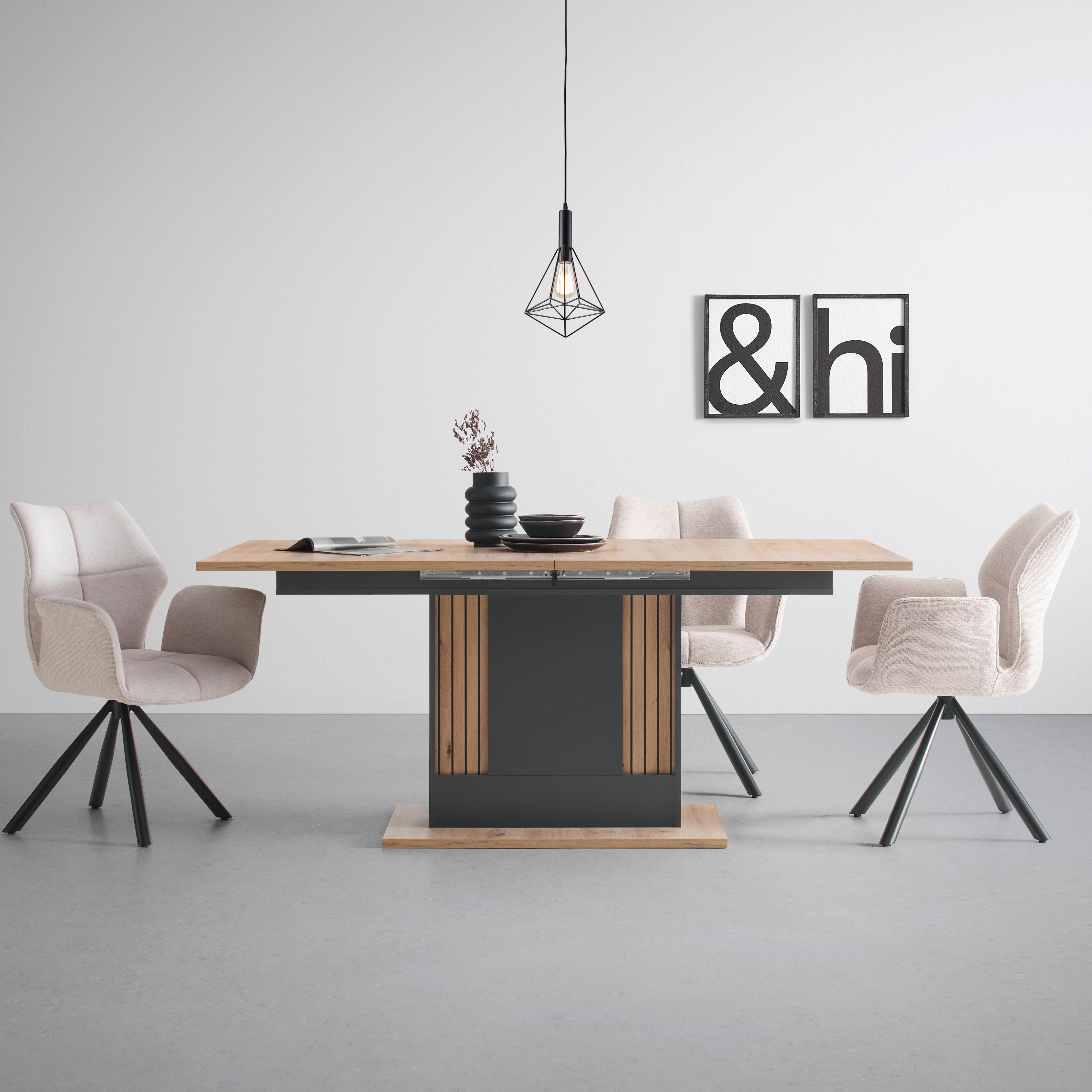 Ausziehtisch Alara Anthrazit/Artisan Eiche - MODERN, Holzwerkstoff (180-220/90/76,3cm) - Mömax